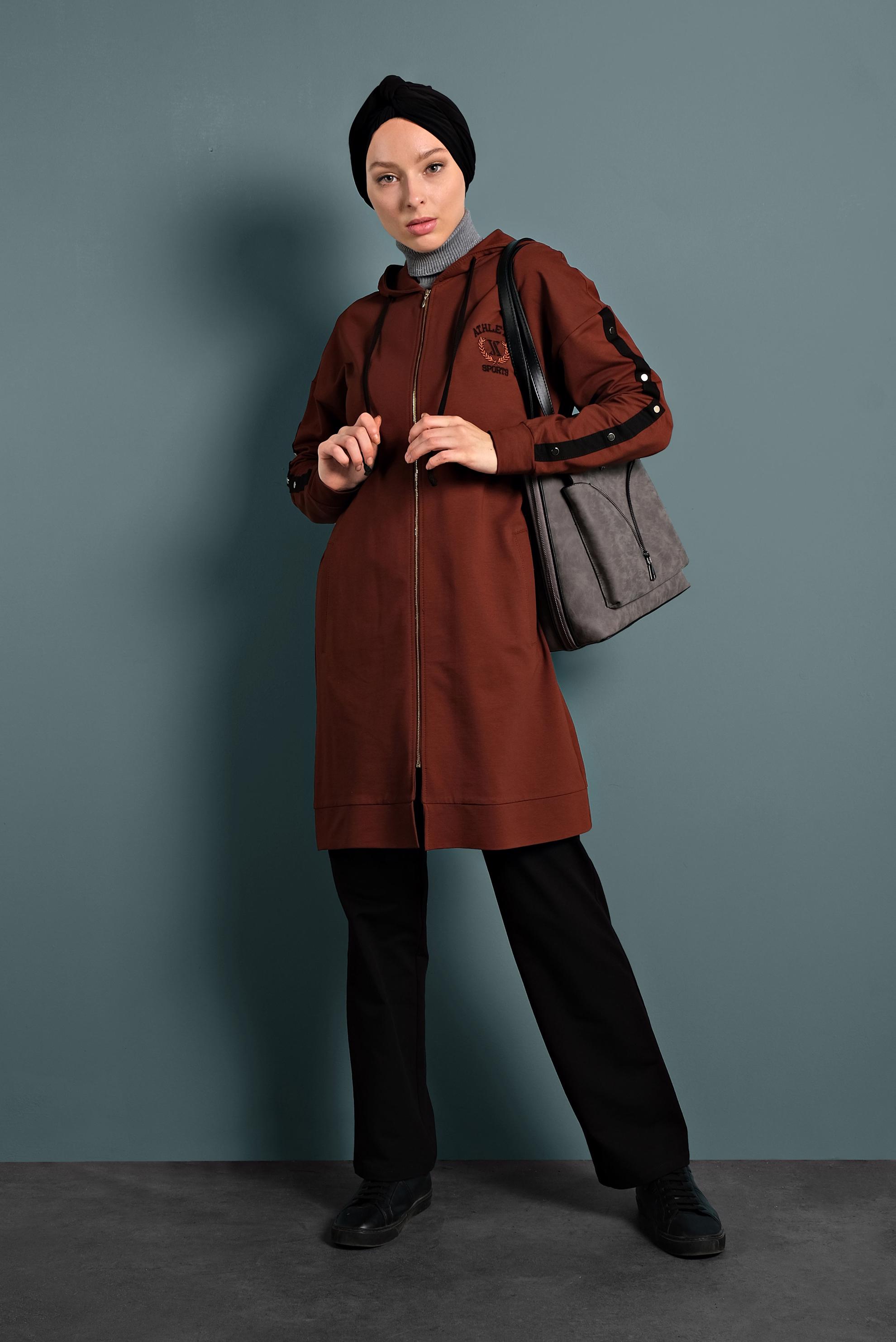 Vêtements hijab ORANGE SURVÊTEMENT EN COTON À ZIPPÉ 40343