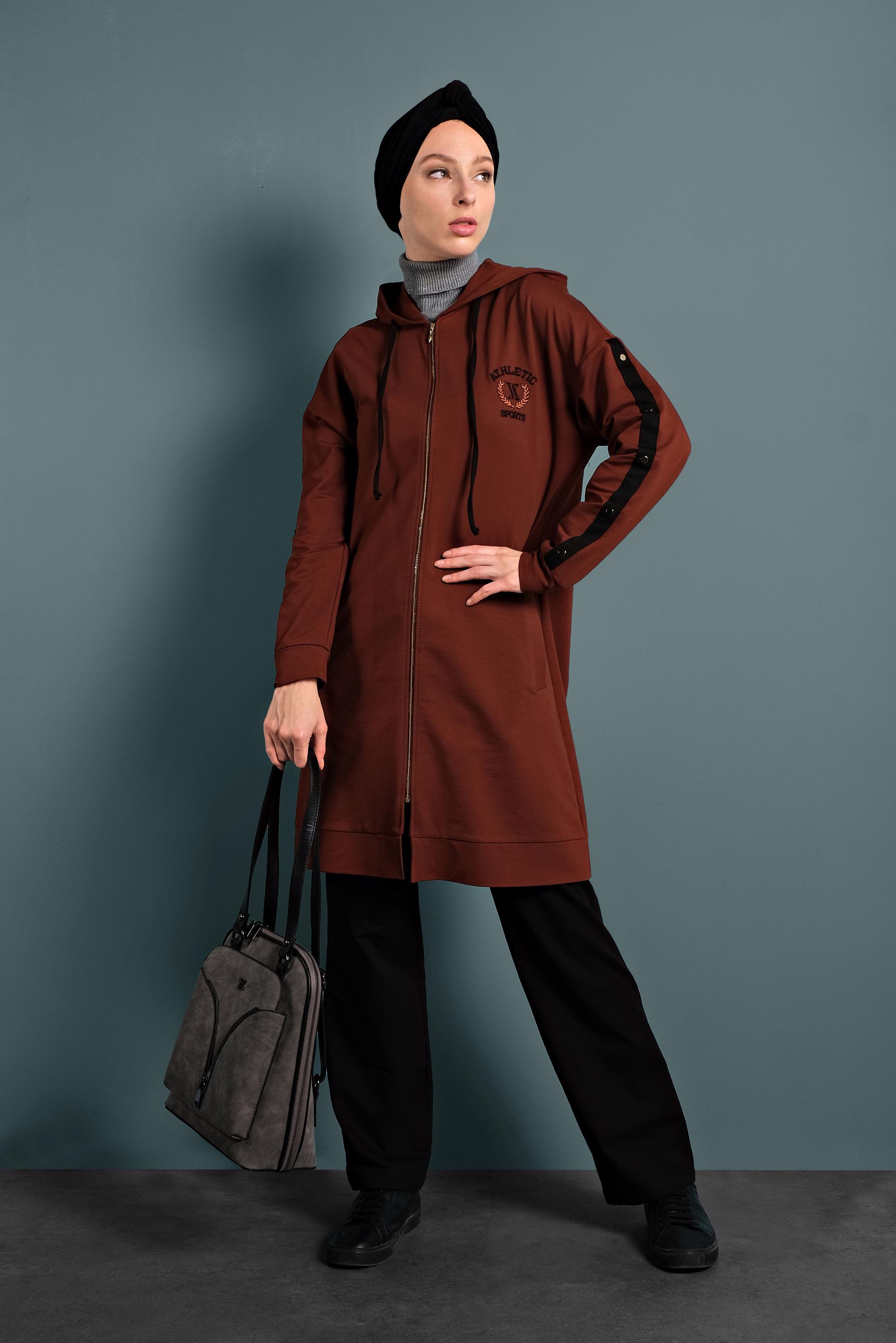 Vêtements hijab ORANGE SURVÊTEMENT EN COTON À ZIPPÉ 40343