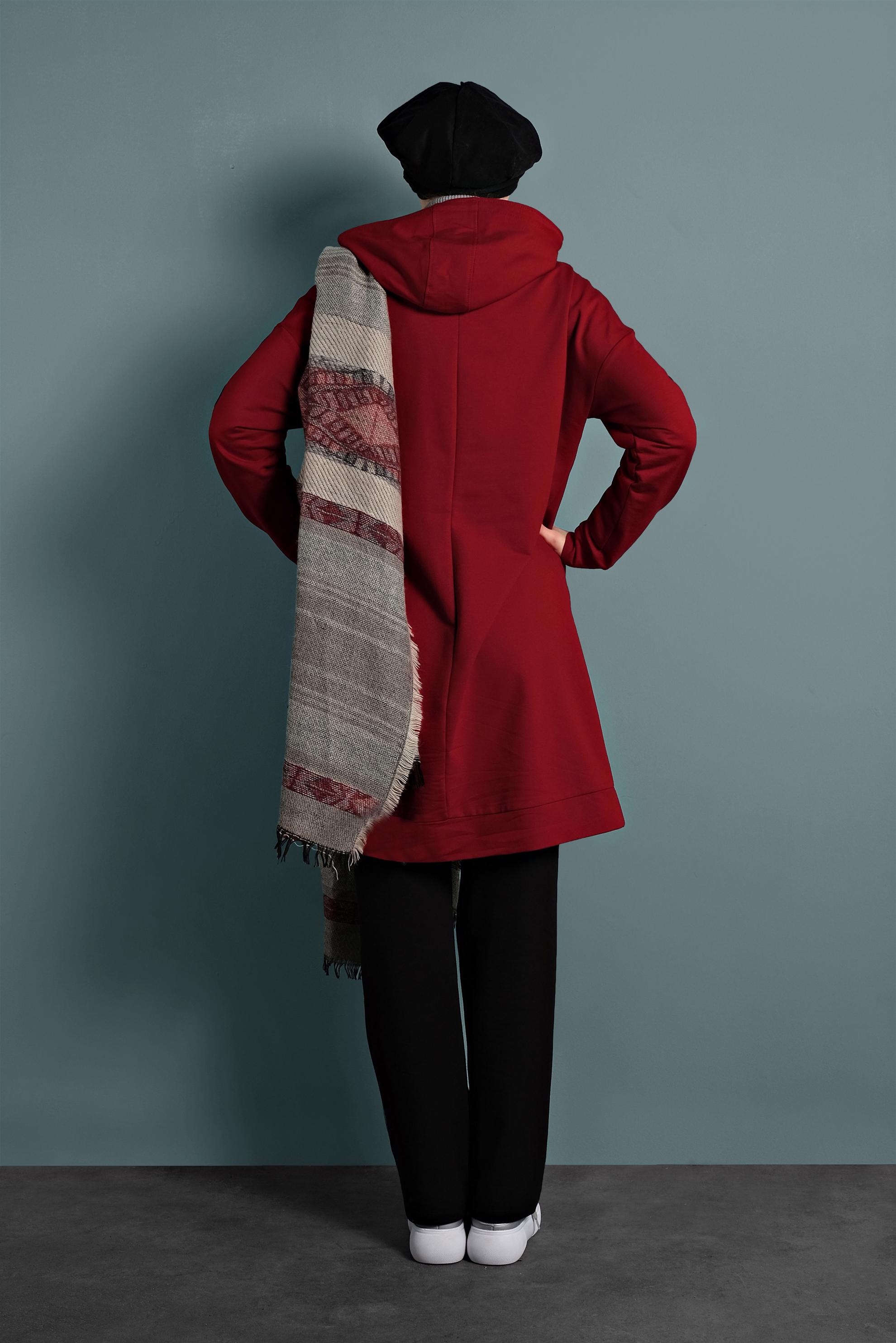 Vêtements hijab ROUGE SURVÊTEMENT EN COTON À ZIPPÉ 40343