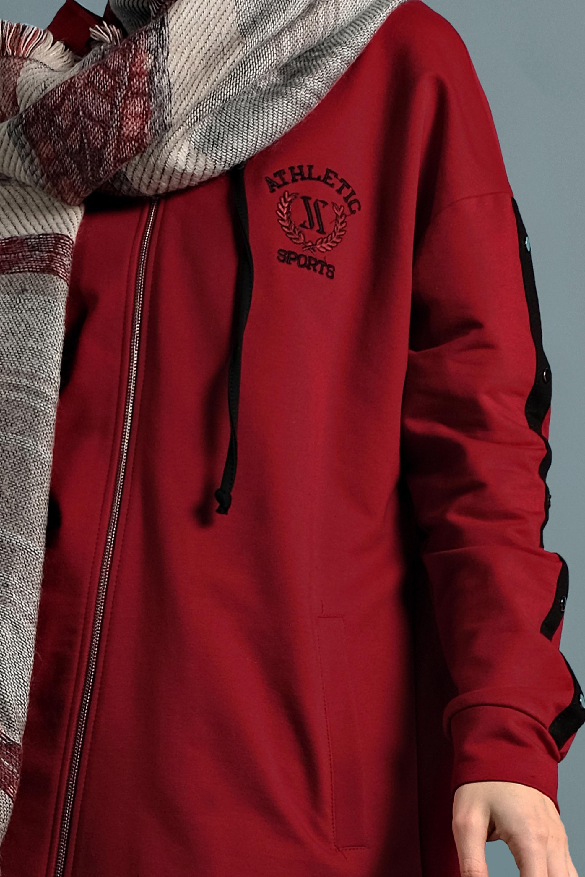 Vêtements hijab ROUGE SURVÊTEMENT EN COTON À ZIPPÉ 40343