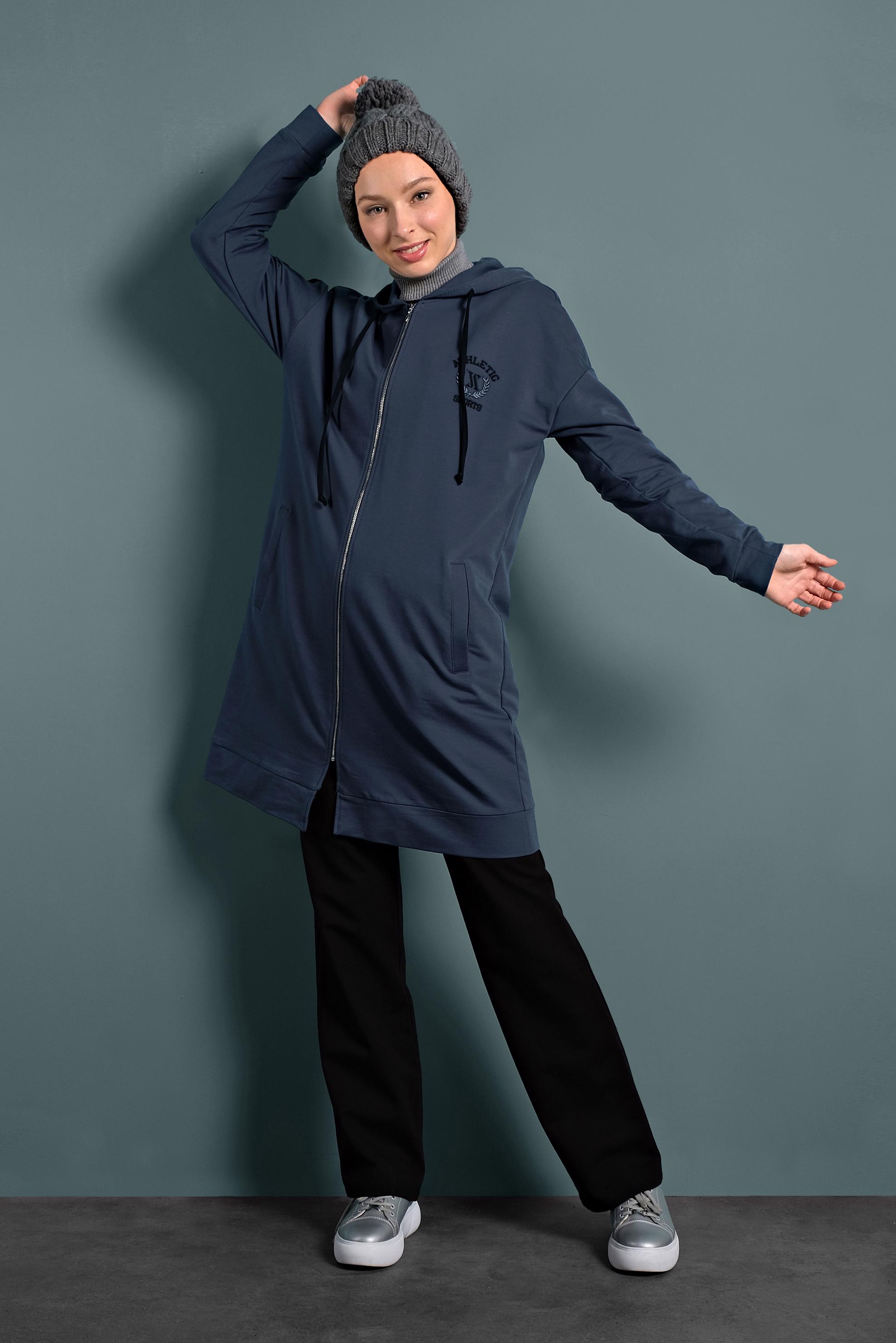 Vêtements hijab BLEU MARINE SURVÊTEMENT EN COTON À ZIPPÉ 40343