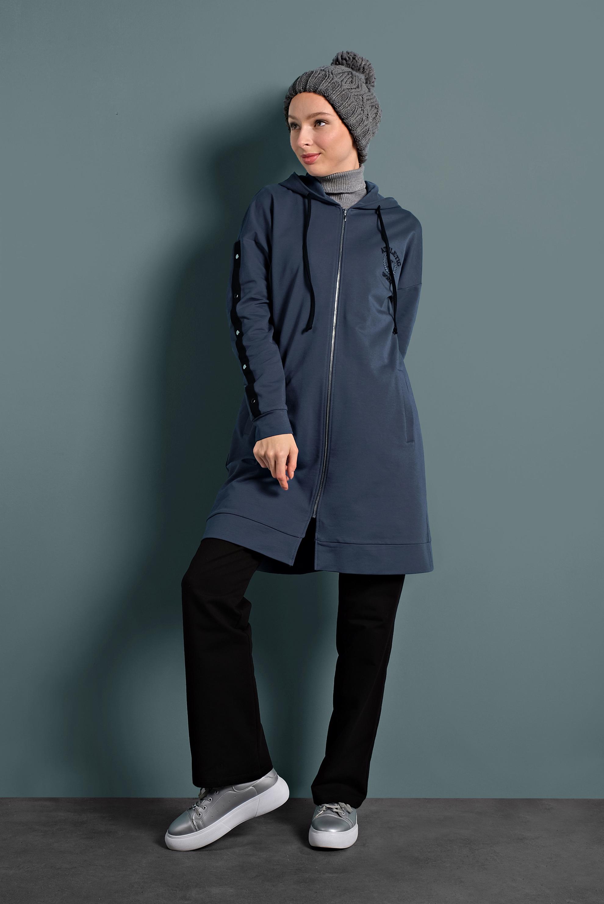 Vêtements hijab BLEU MARINE SURVÊTEMENT EN COTON À ZIPPÉ 40343