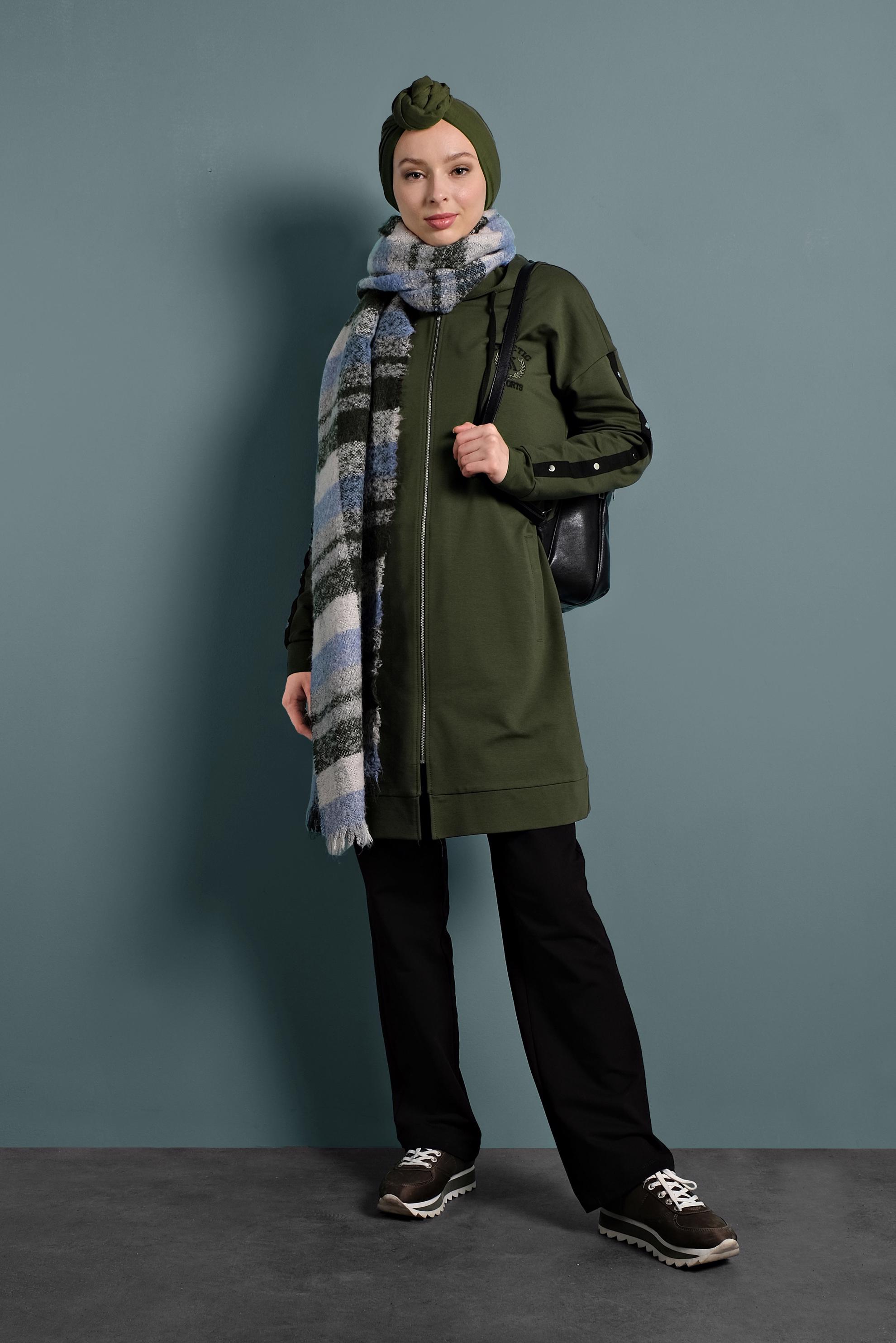 Vêtements hijab KAKI SURVÊTEMENT EN COTON À ZIPPÉ 40343