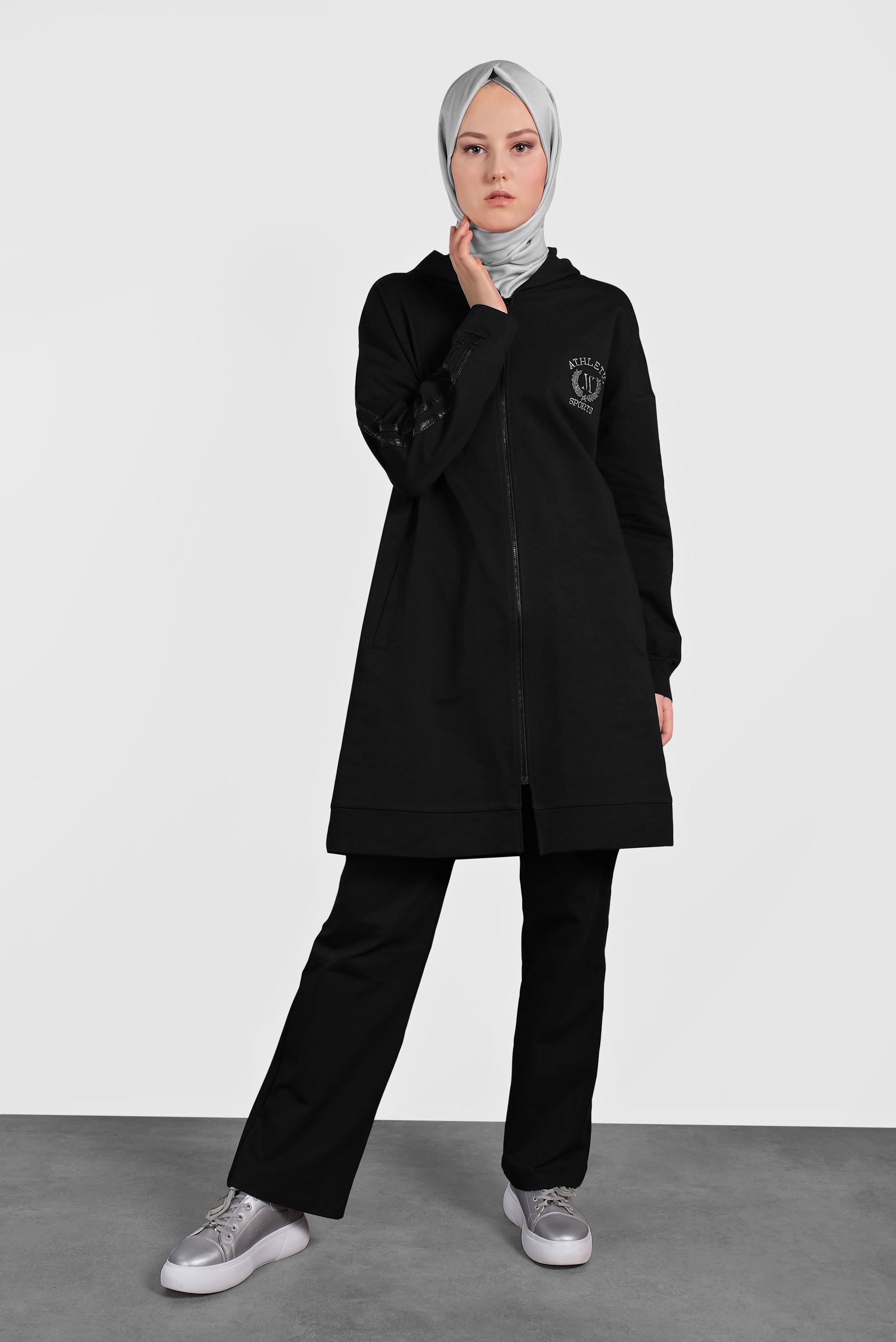 Hijab clothing BLACK STRIPPED TRACKSUIT 40344 