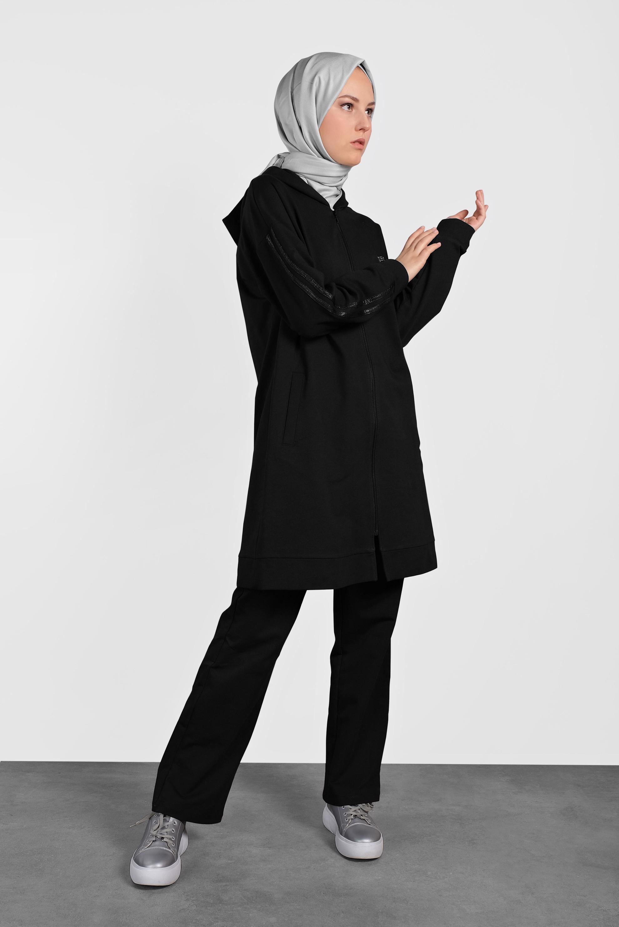 Hijab clothing BLACK STRIPPED TRACKSUIT 40344 