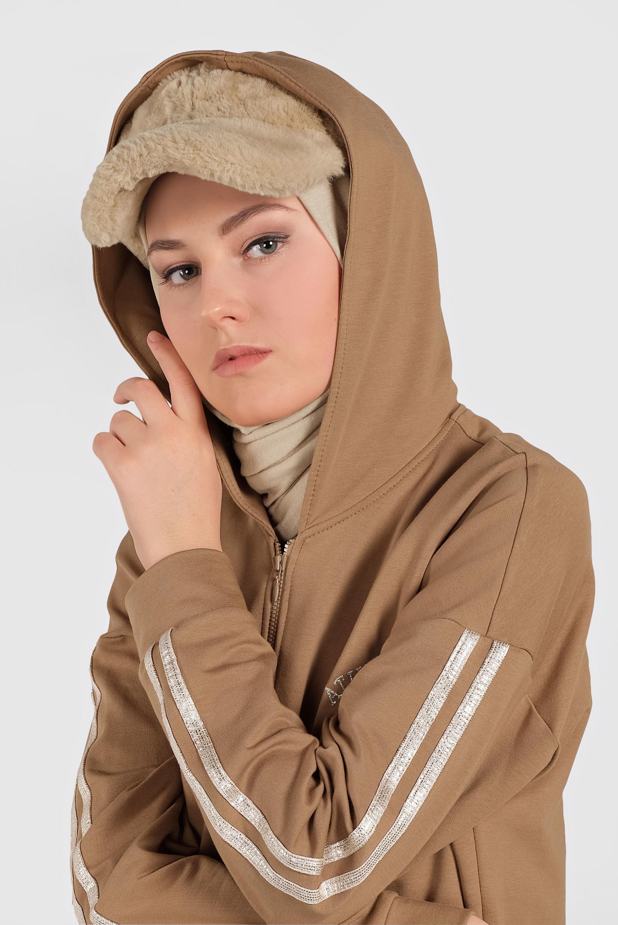 Tesettür giyim TABA ŞERİTLİ EŞOFMAN TAKIMI 40344