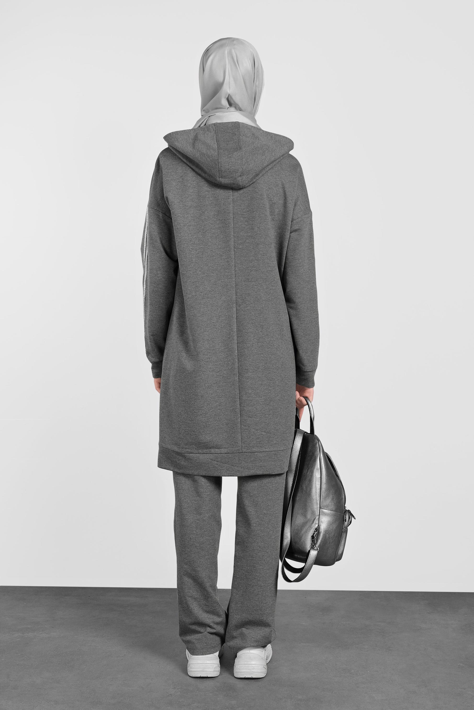 Tesettür giyim GRİ ŞERİTLİ EŞOFMAN TAKIMI 40344