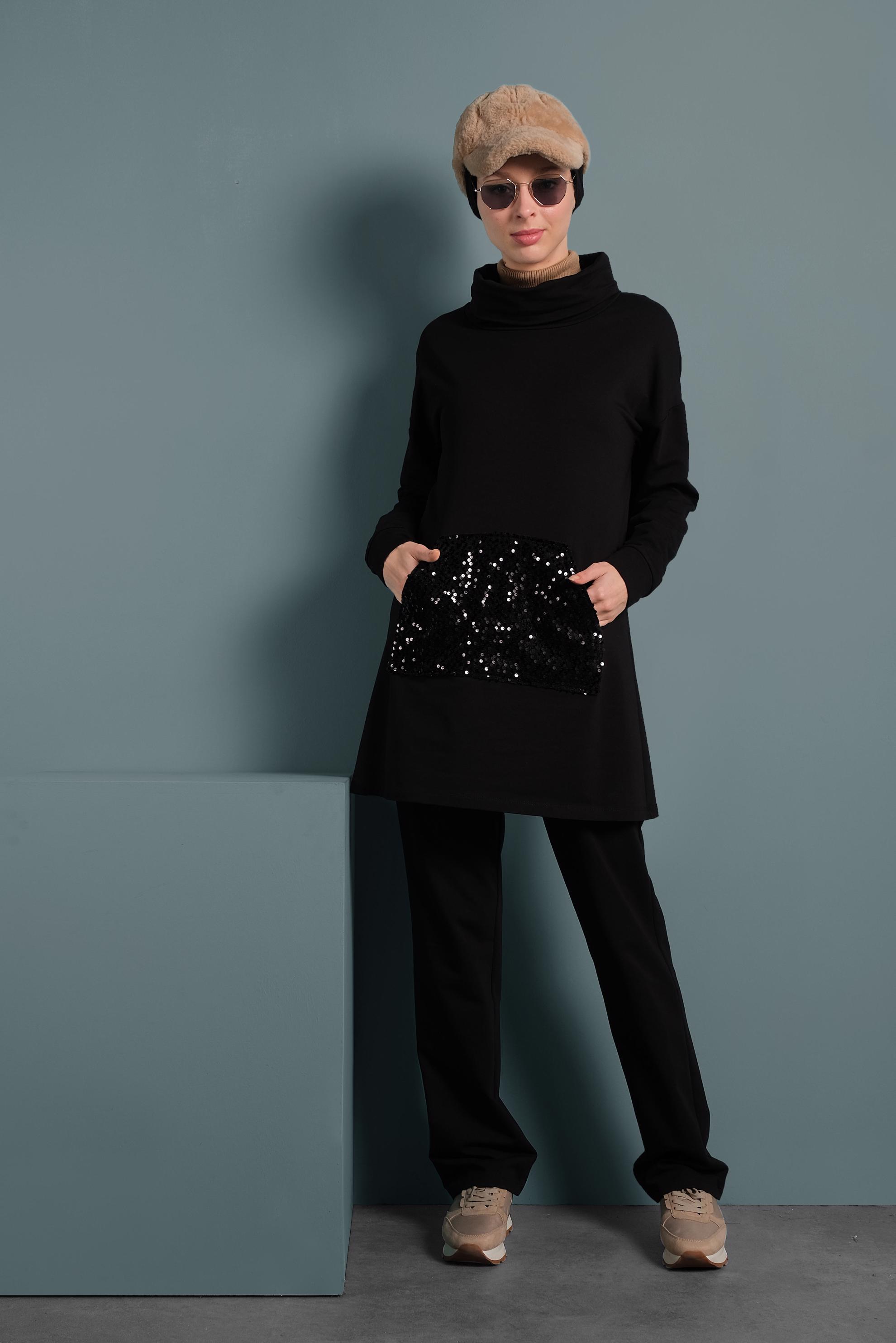 Vêtements hijab NOIR SURVÊTEMENT À SEQUINS 40346