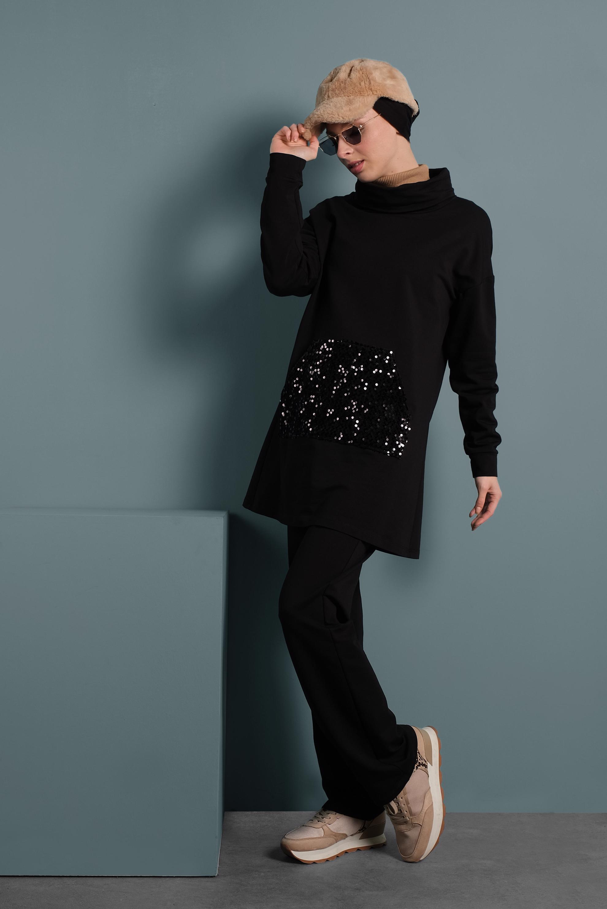 Vêtements hijab NOIR SURVÊTEMENT À SEQUINS 40346