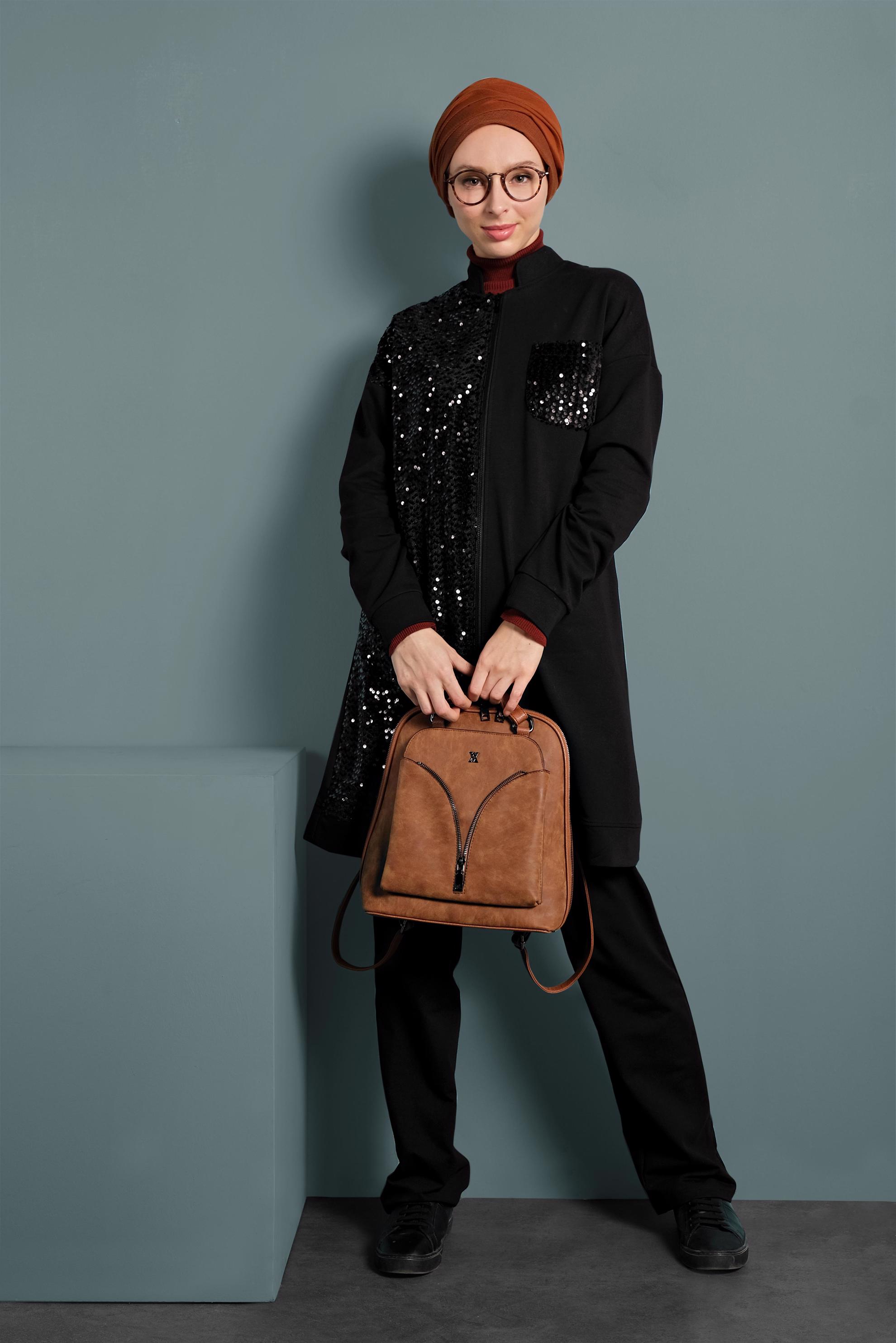 Tesettür giyim SİYAH PUL PAYETLİ EŞOFMAN TAKIMI 40348