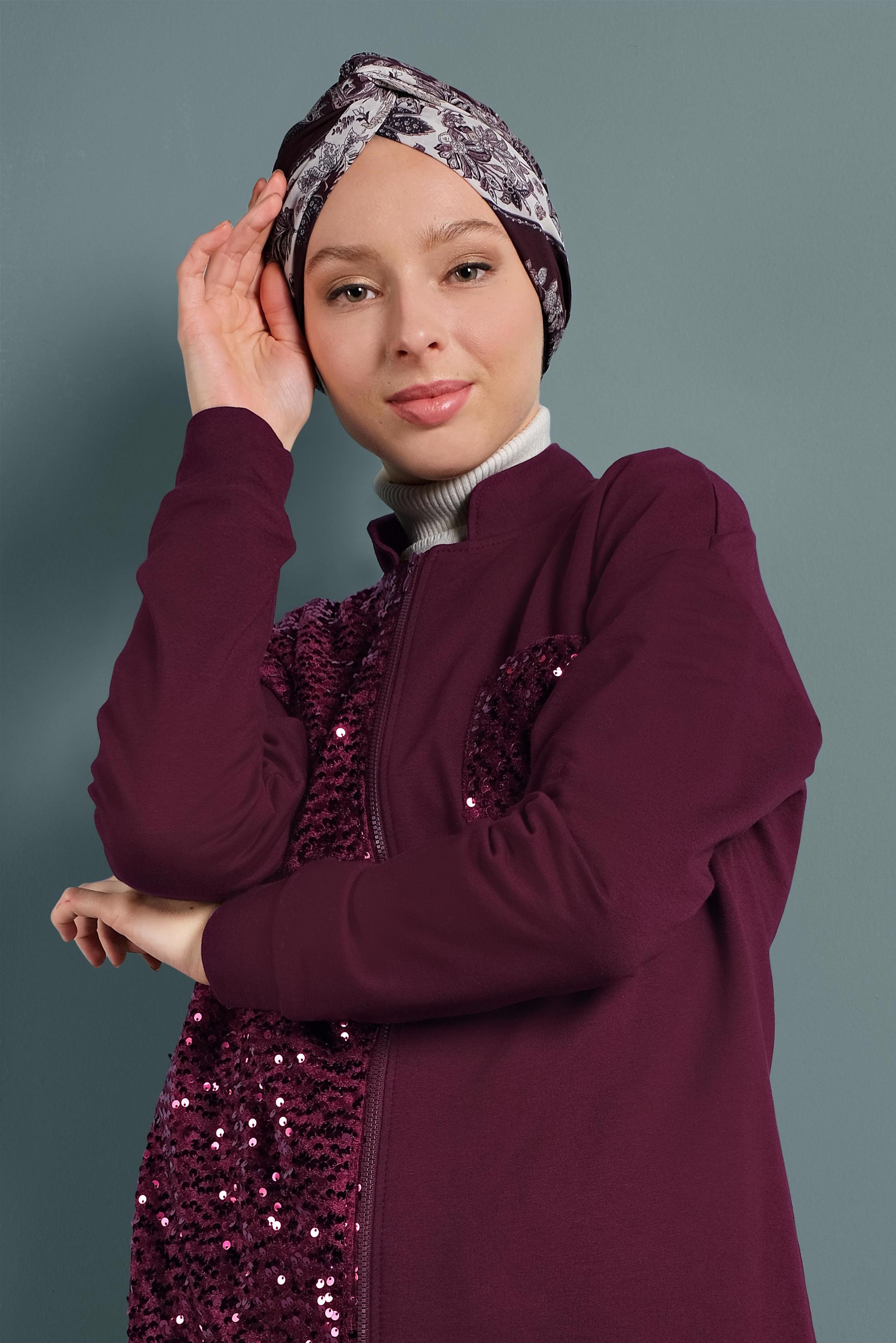 Vêtements hijab PRUNE SURVÈTEMENT À SEQUINS 40348