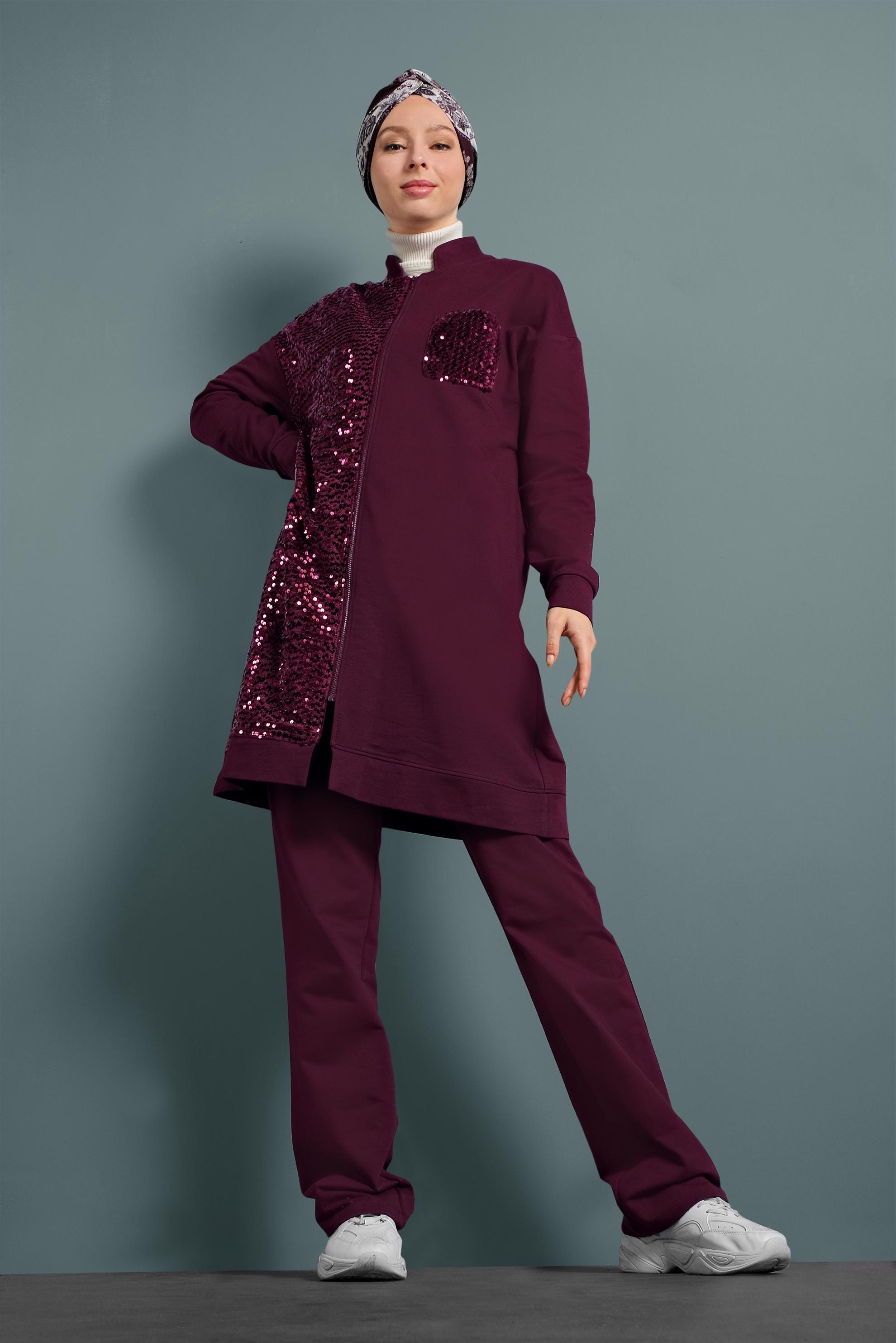 Vêtements hijab PRUNE SURVÈTEMENT À SEQUINS 40348