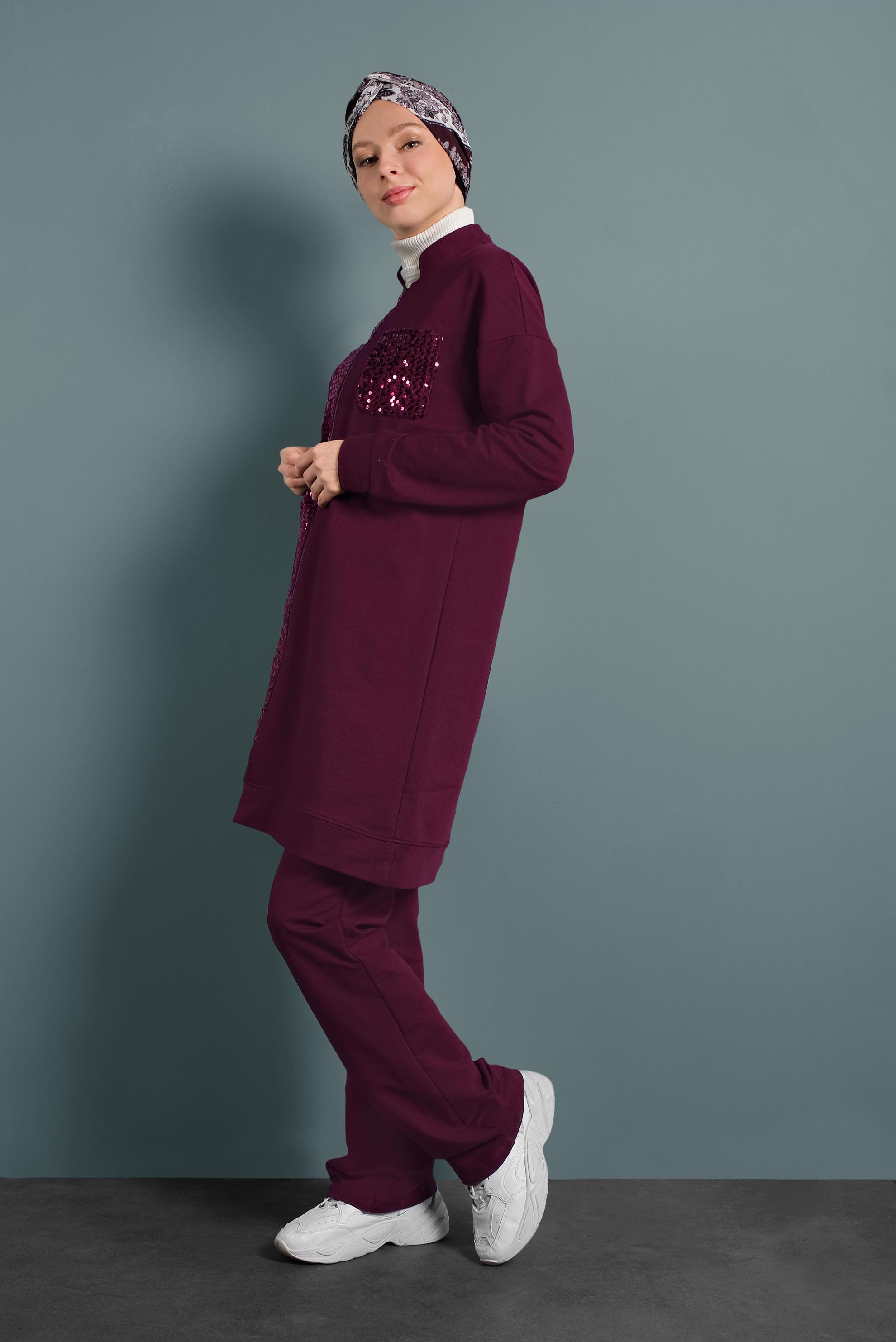 Vêtements hijab PRUNE SURVÈTEMENT À SEQUINS 40348