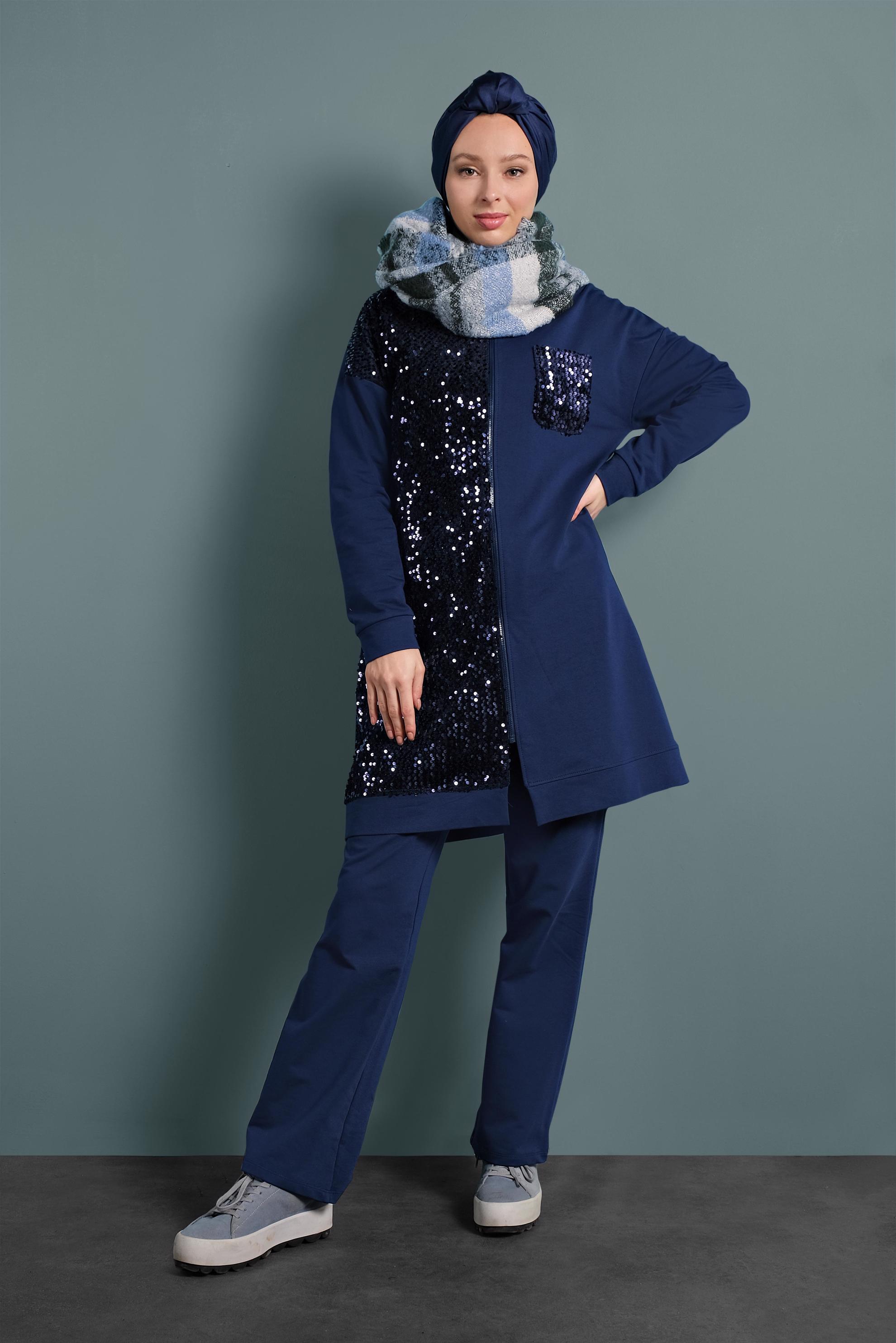 Vêtements hijab BLEU MARINE SURVÈTEMENT À SEQUINS 40348