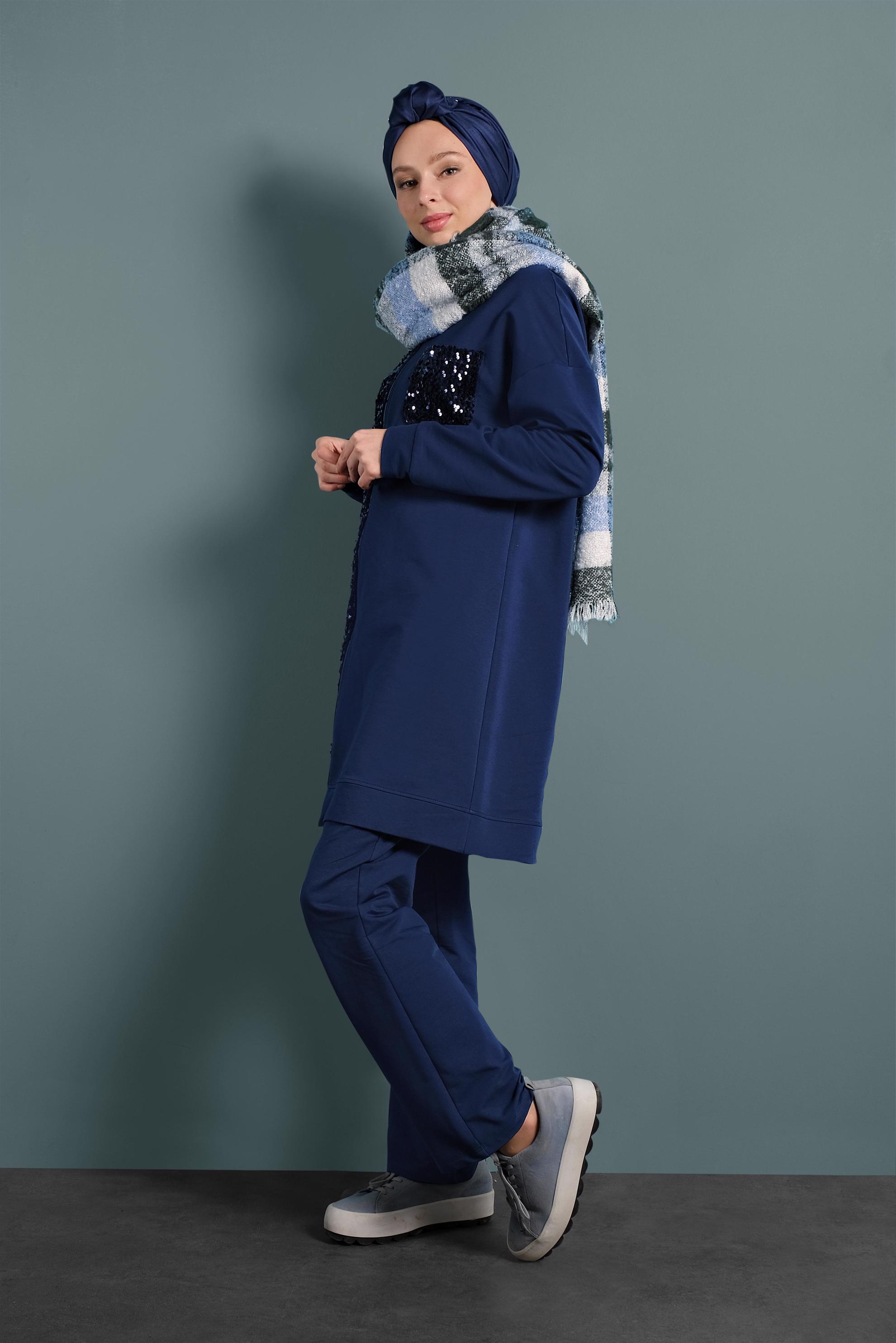 Vêtements hijab BLEU MARINE SURVÈTEMENT À SEQUINS 40348