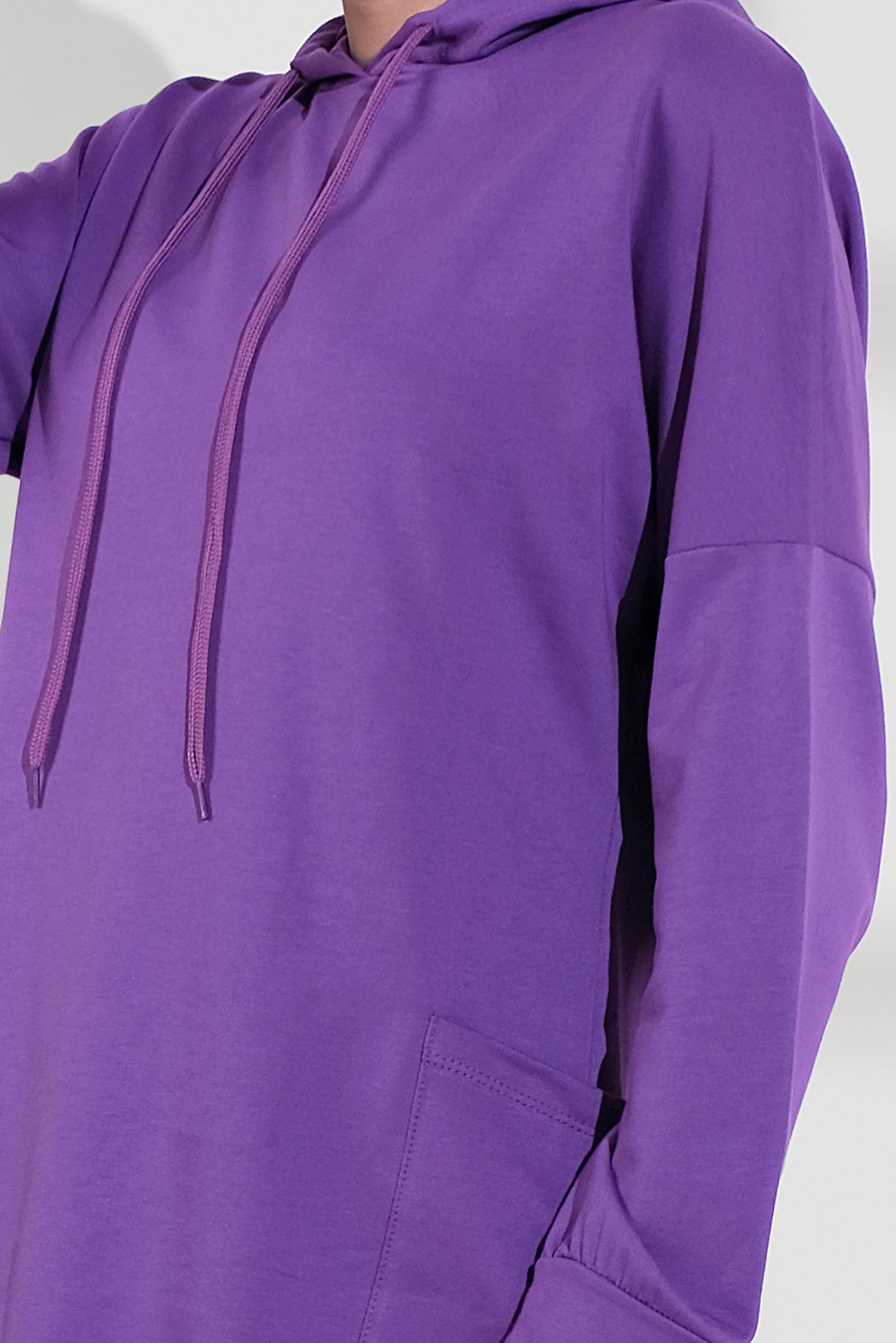 Tesettür giyim MOR PAMUKLU UZUN TUNİK 40418