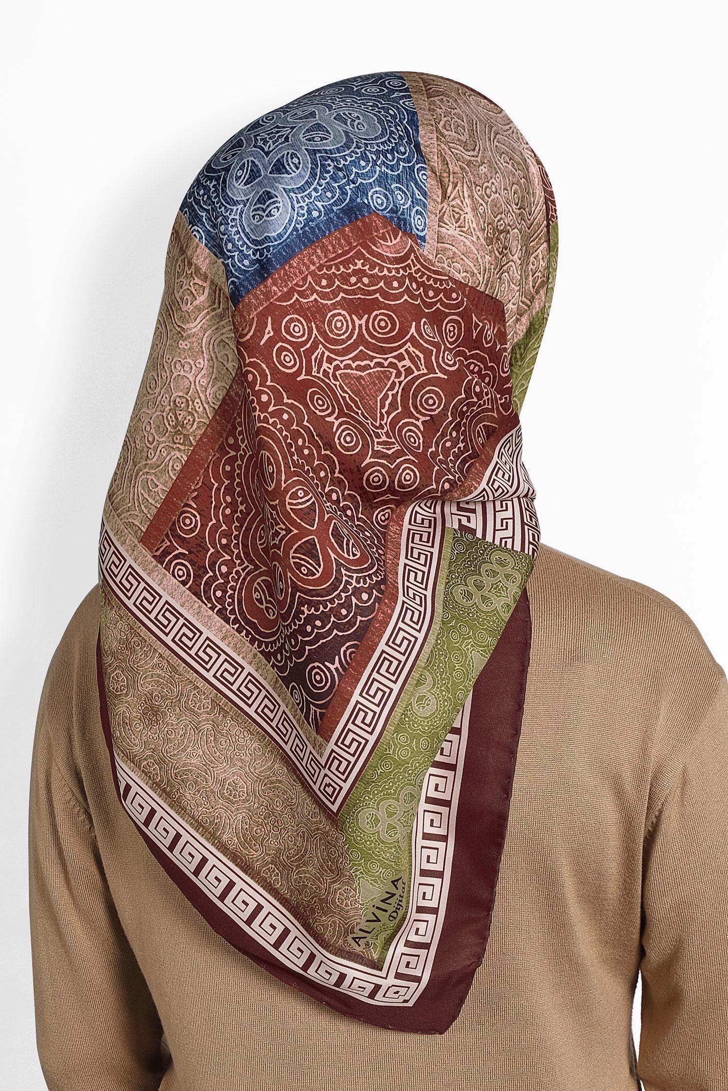 Tesettür giyim BORDO ALVİNA DİJİTAL EŞARP 8003 