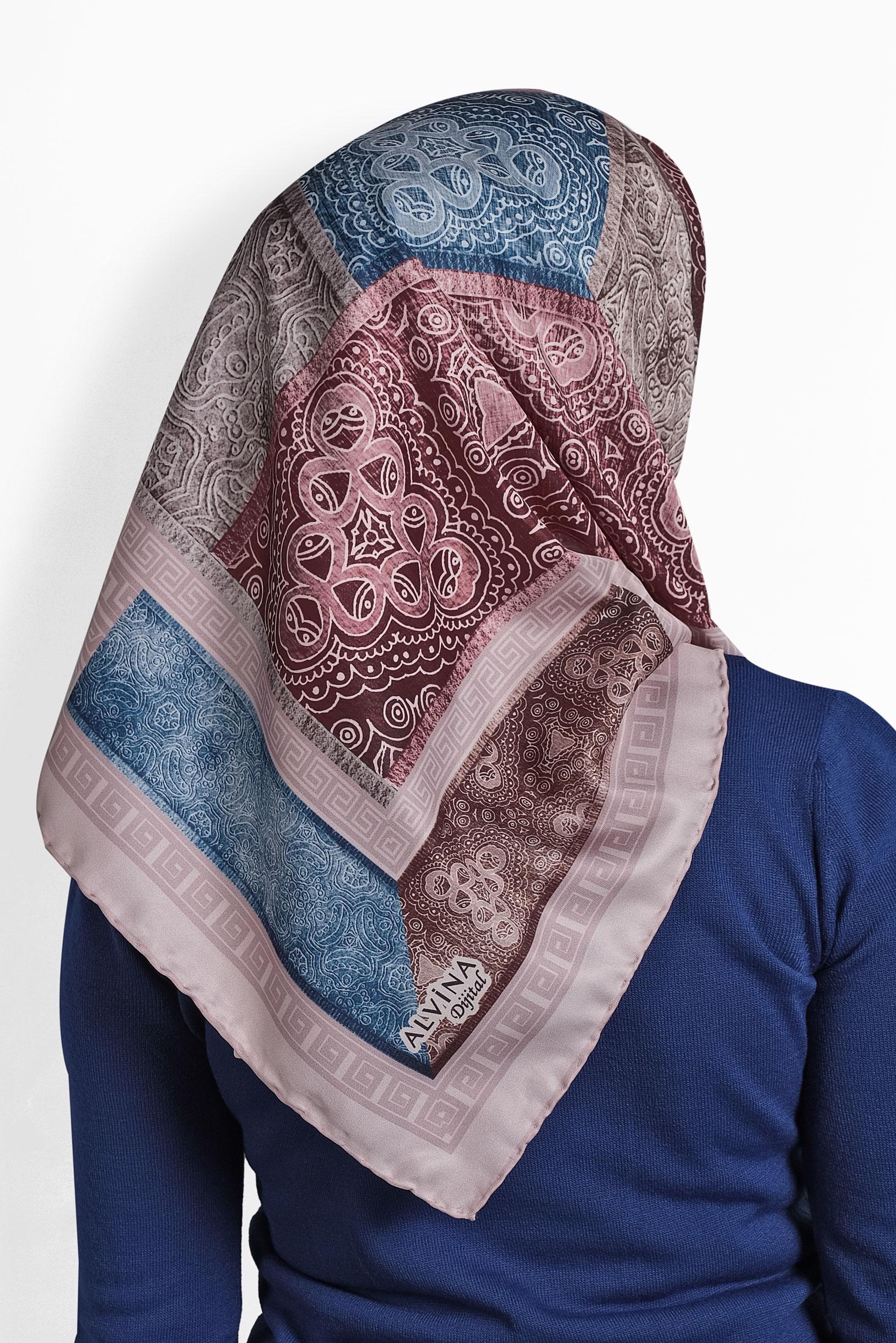 Tesettür giyim PUDRA ALVİNA DİJİTAL EŞARP 8003 