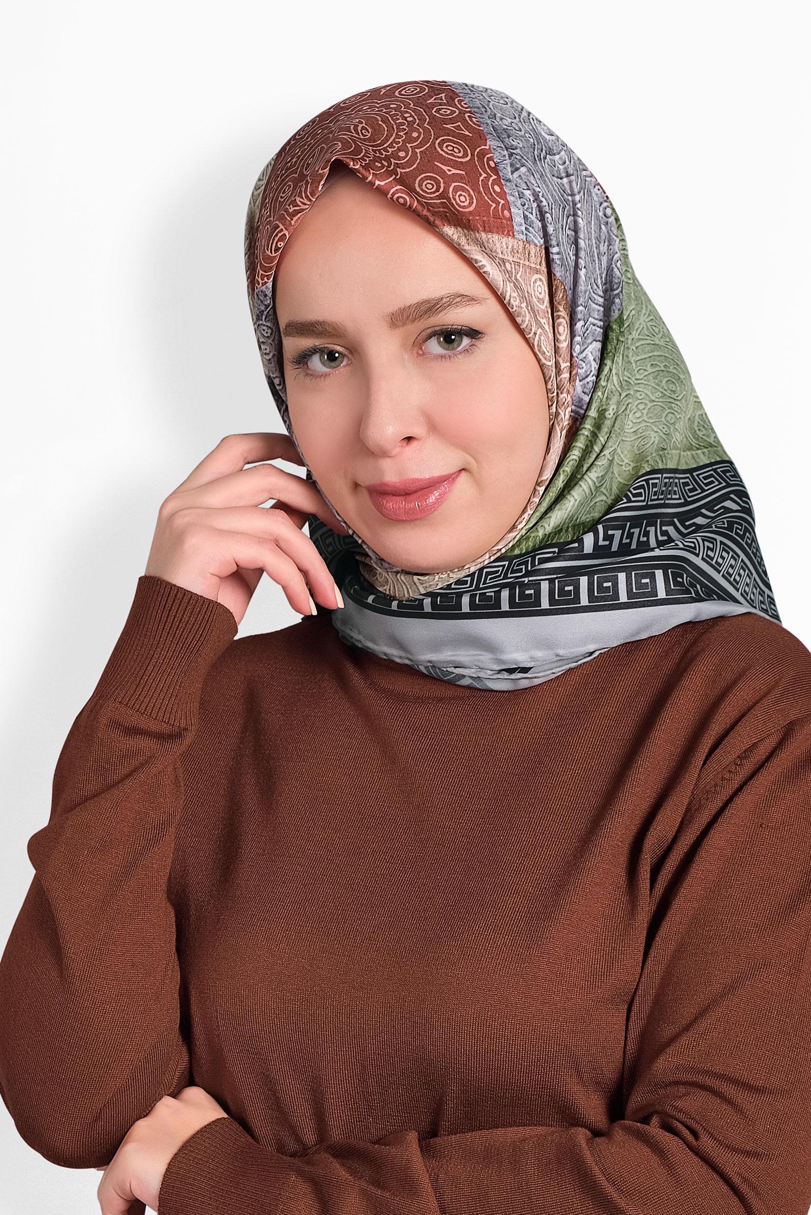 Tesettür giyim GRİ ALVİNA DİJİTAL EŞARP 8003 