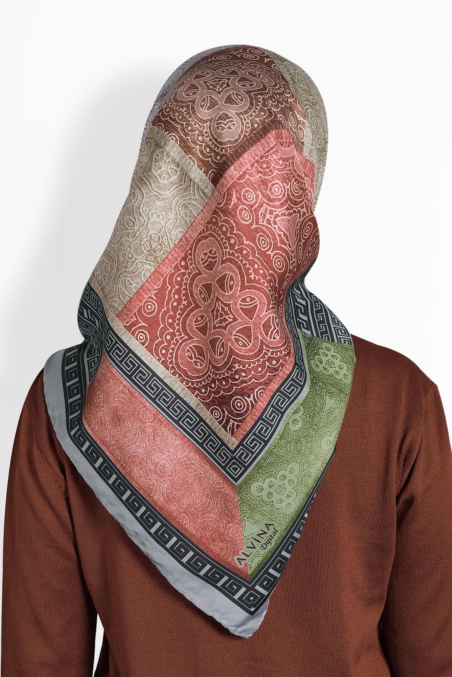 Tesettür giyim GRİ ALVİNA DİJİTAL EŞARP 8003 