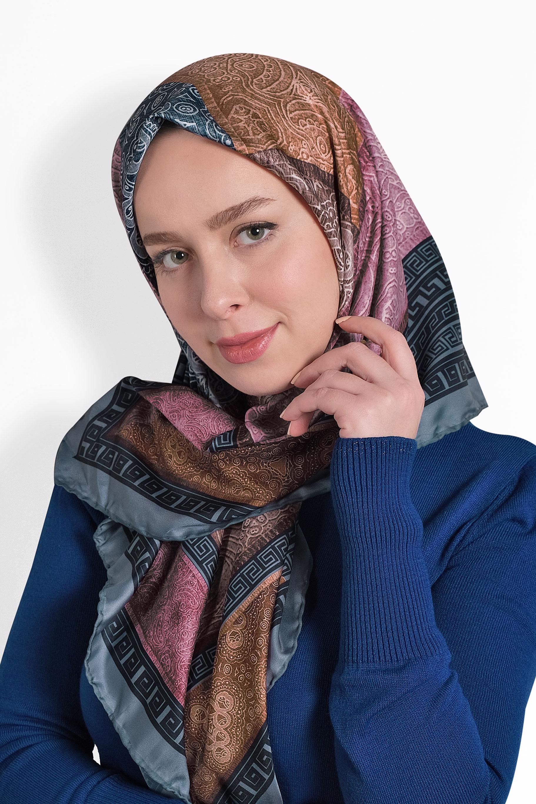 Tesettür giyim LACİVERT ALVİNA DİJİTAL EŞARP 8003 