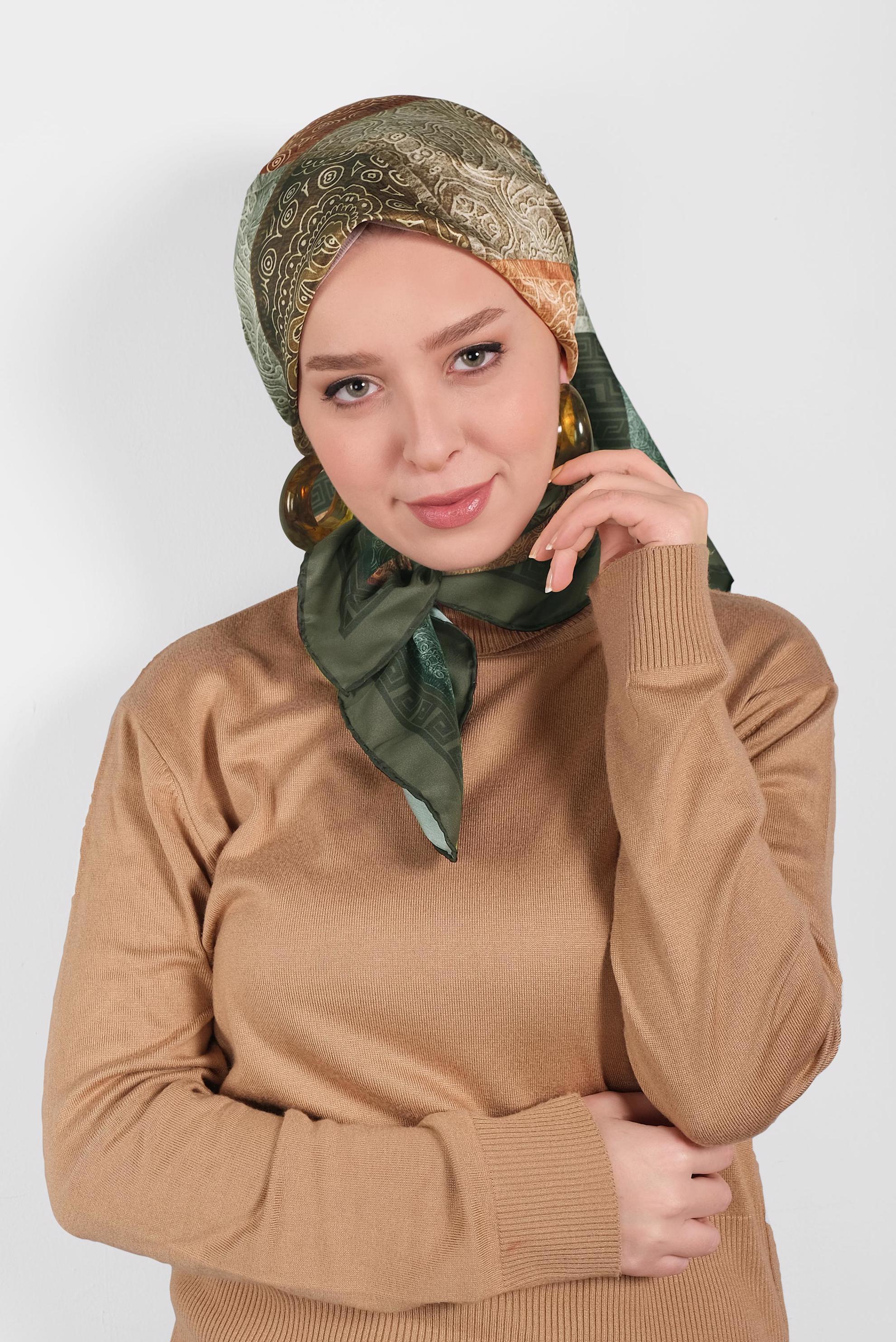 Tesettür giyim YEŞİL ALVİNA DİJİTAL EŞARP 8003 
