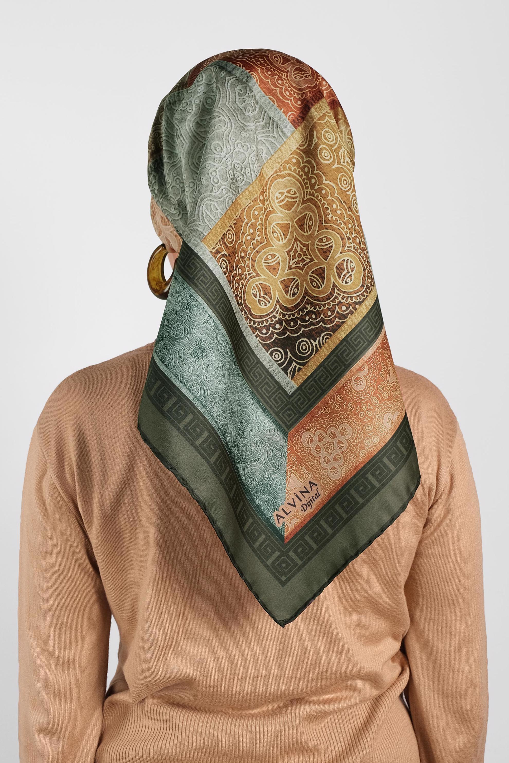 Tesettür giyim YEŞİL ALVİNA DİJİTAL EŞARP 8003 