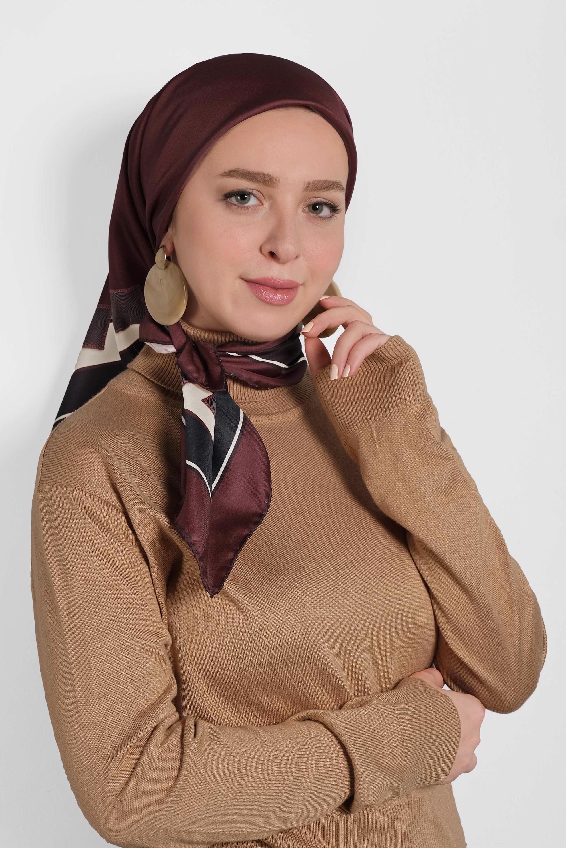 Tesettür giyim BORDO ALVİNA DİJİTAL EŞARP 8004 