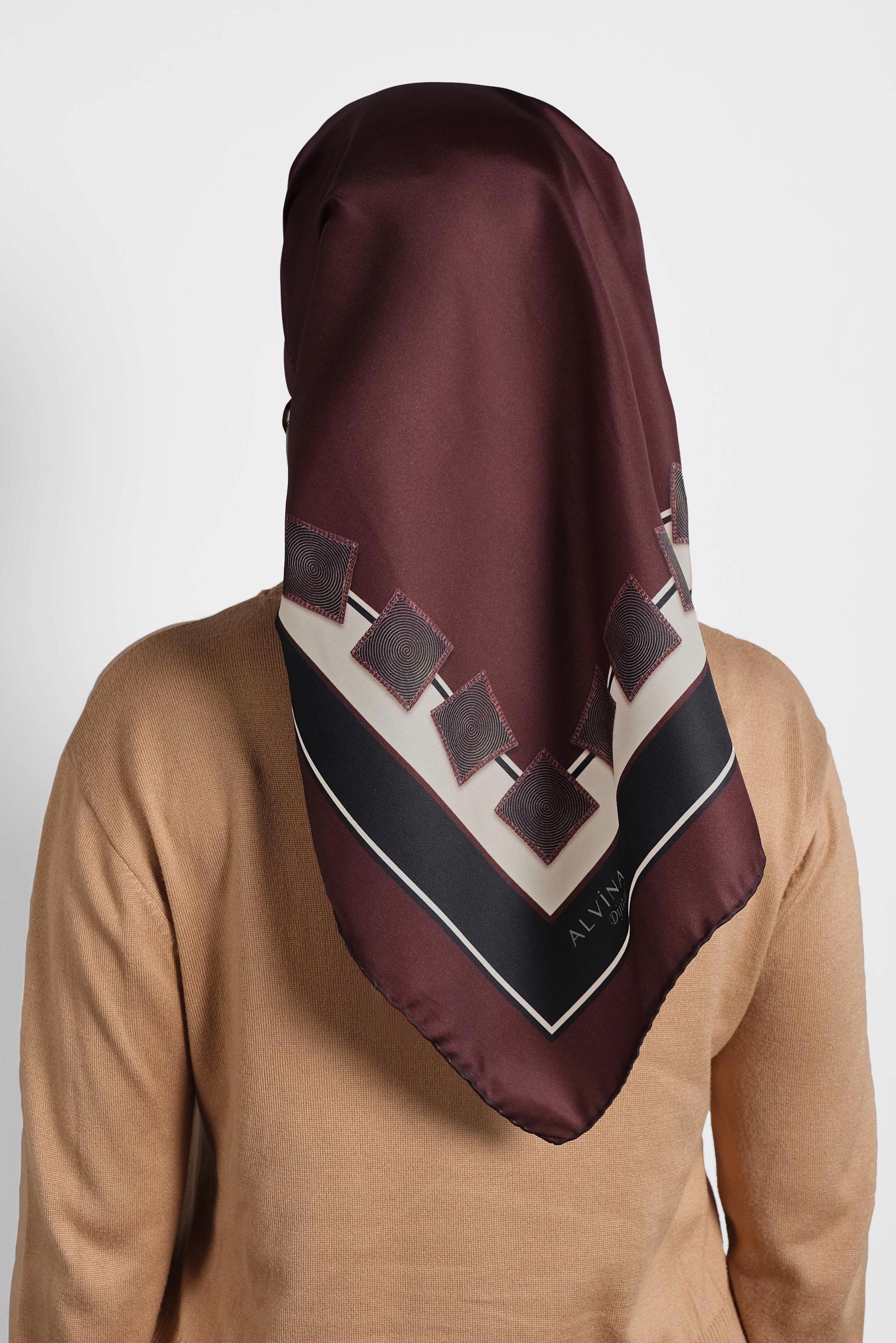 Tesettür giyim BORDO ALVİNA DİJİTAL EŞARP 8004 