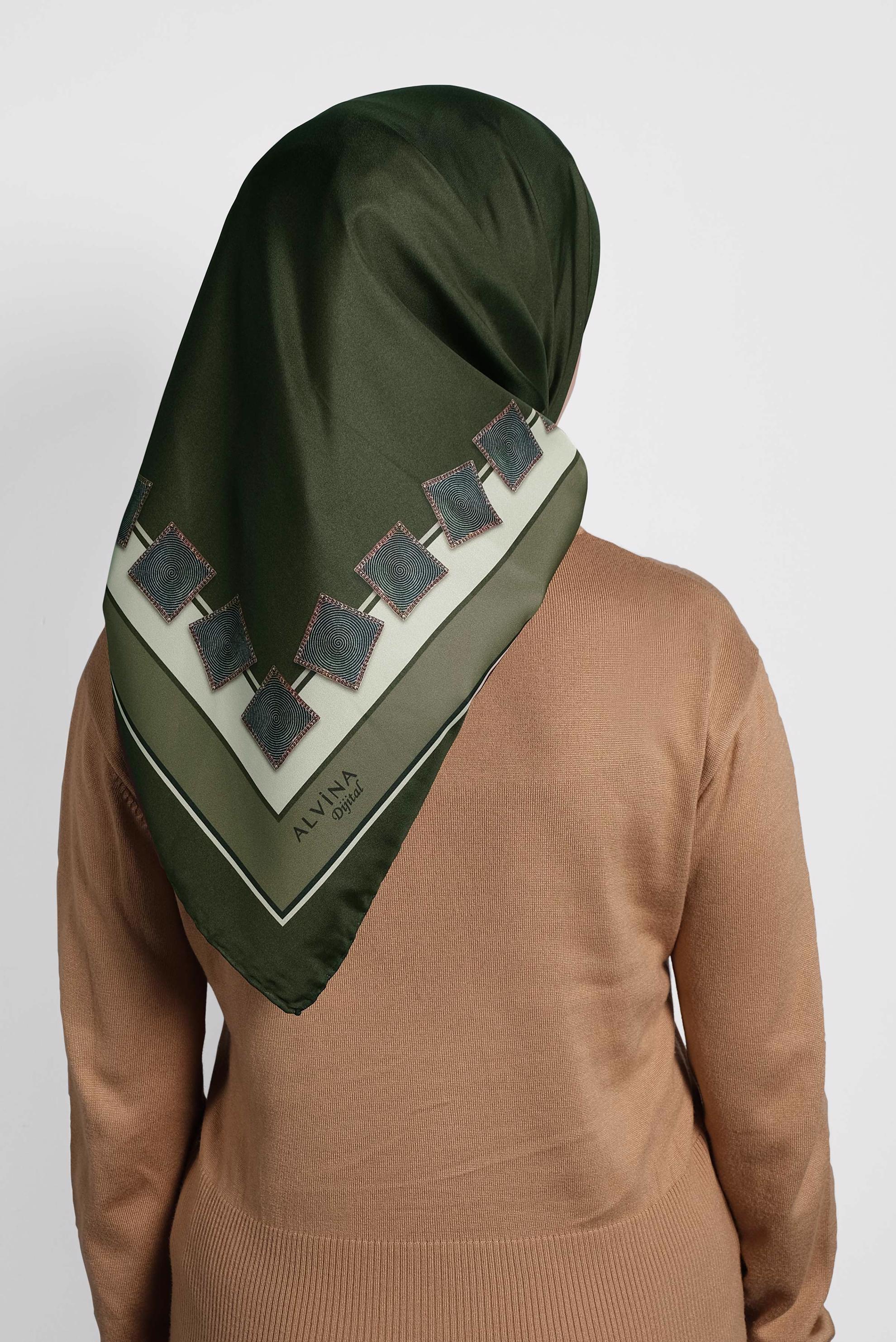 Tesettür giyim HAKİ ALVİNA DİJİTAL EŞARP 8004 