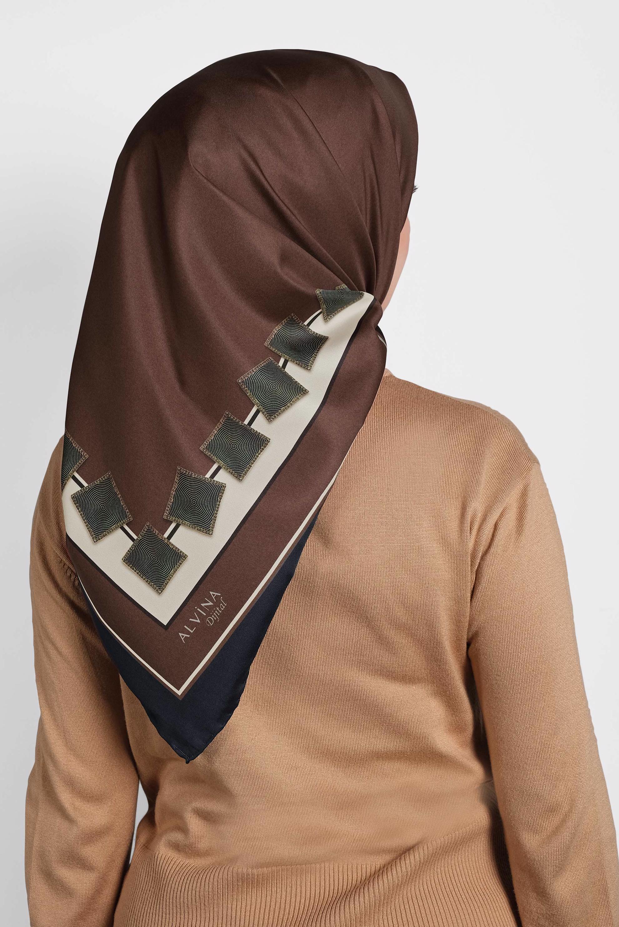 Tesettür giyim TURUNCU ALVİNA DİJİTAL EŞARP 8004 