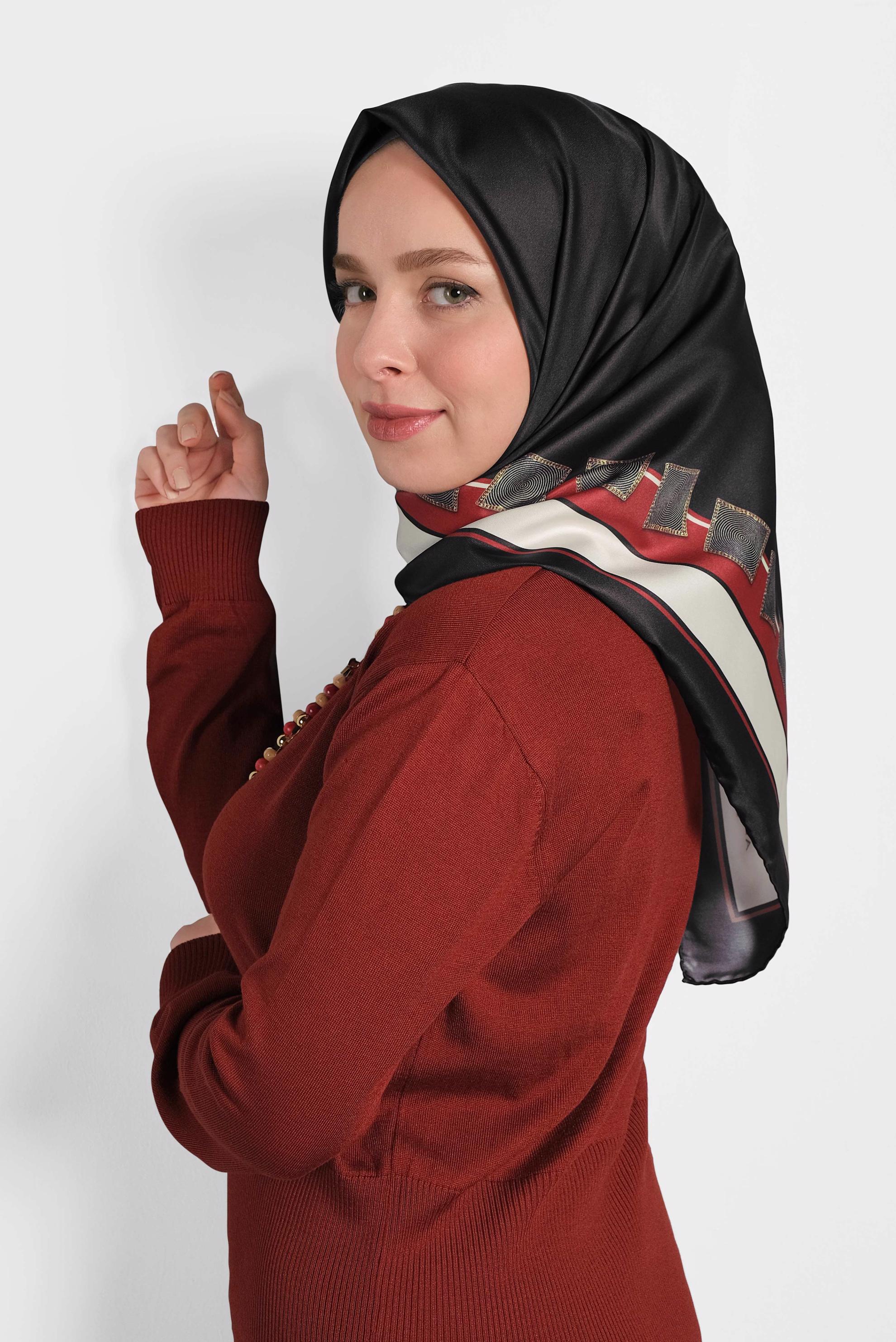 Tesettür giyim SİYAH ALVİNA DİJİTAL EŞARP 8004 