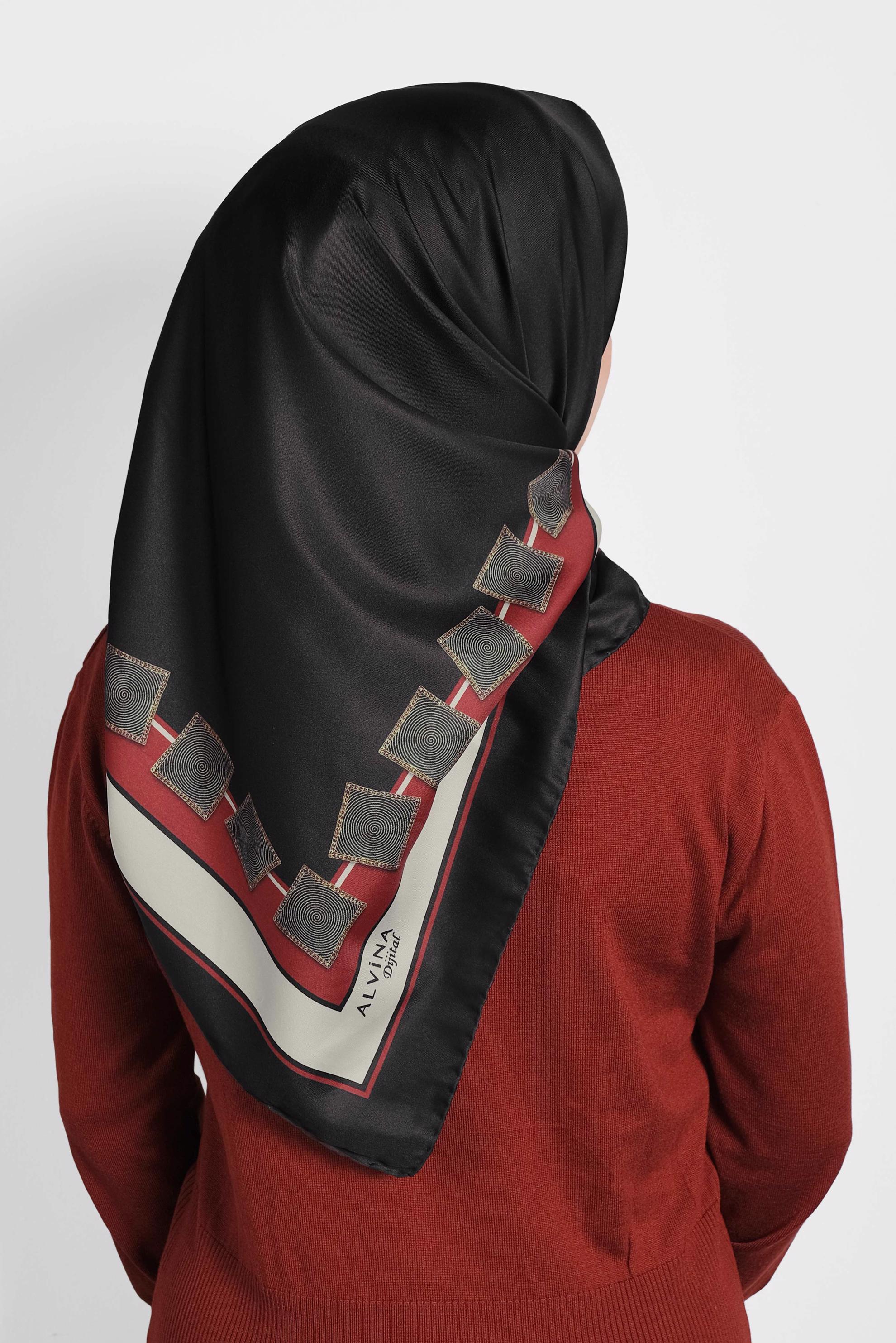 Tesettür giyim SİYAH ALVİNA DİJİTAL EŞARP 8004 