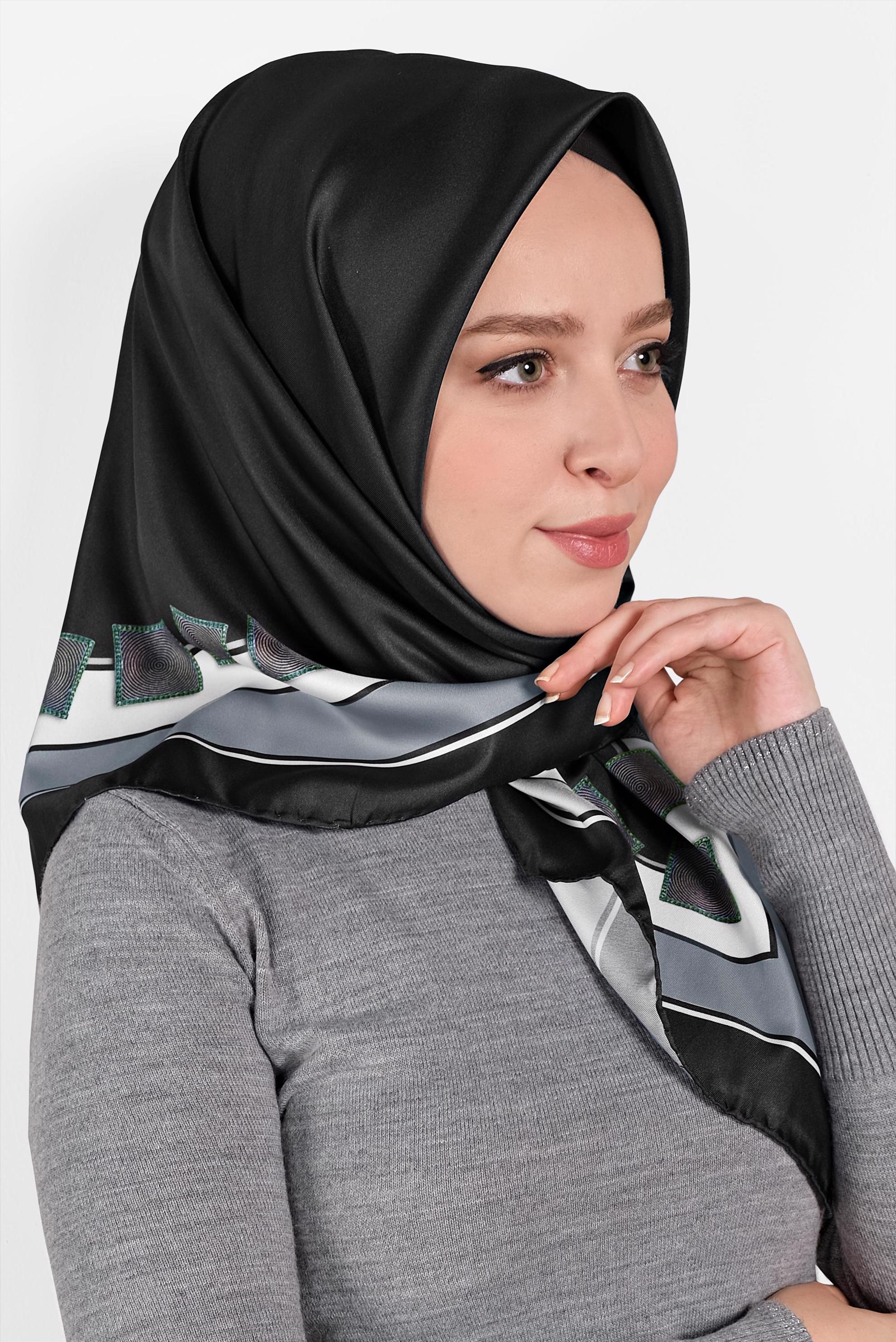 Tesettür giyim SİYAH ALVİNA DİJİTAL EŞARP 8004 