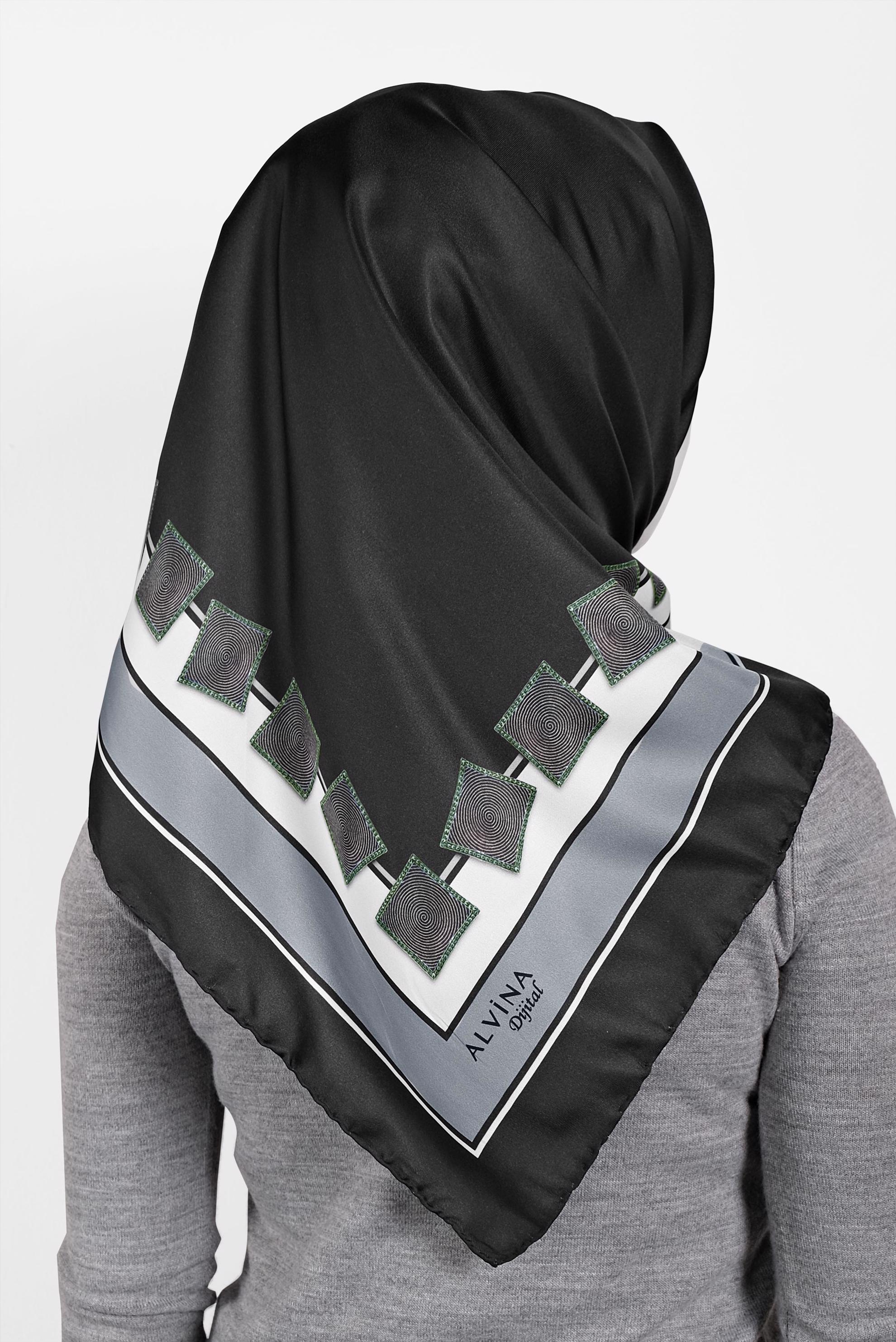 Tesettür giyim SİYAH ALVİNA DİJİTAL EŞARP 8004 