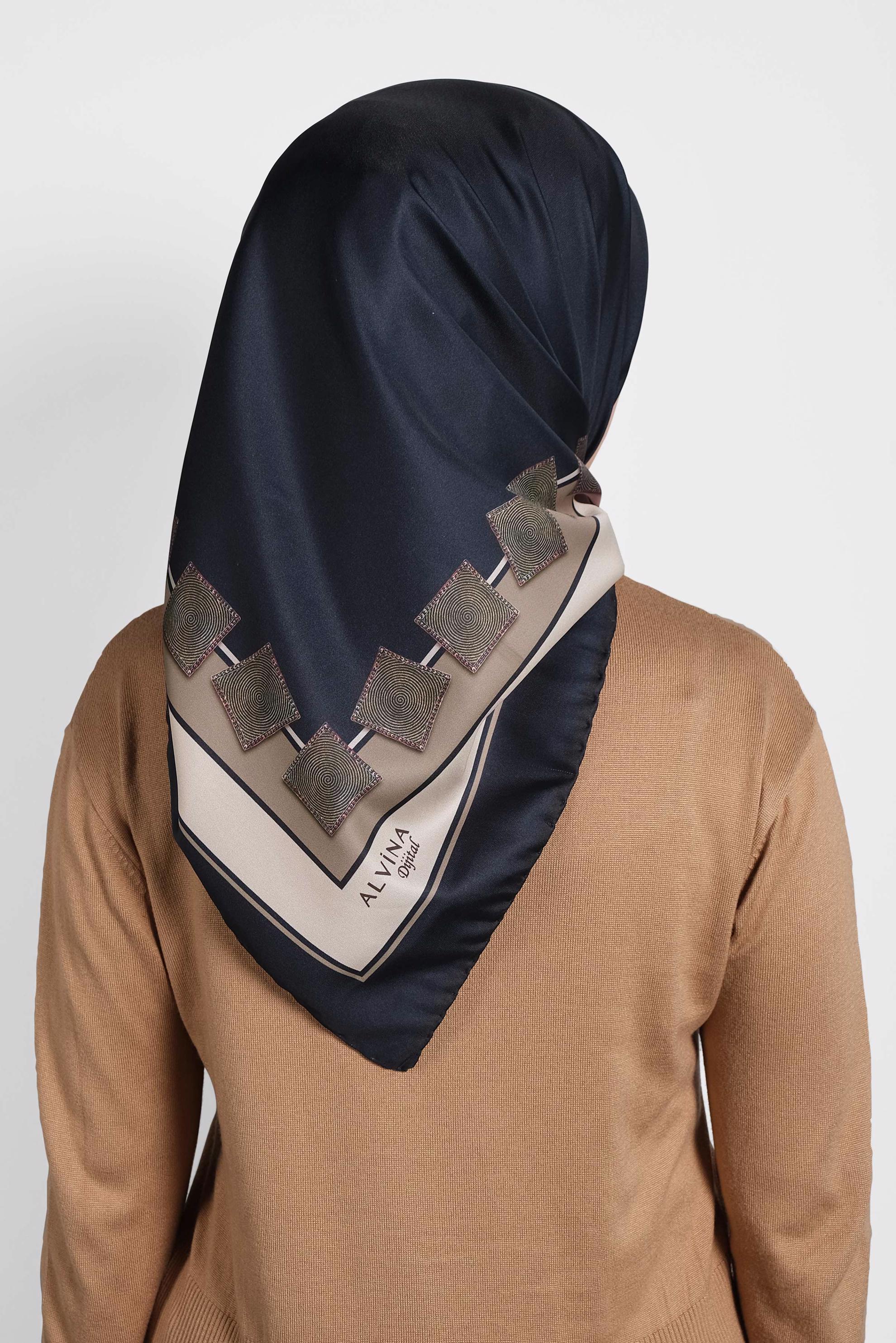 Tesettür giyim LACİVERT ALVİNA DİJİTAL EŞARP 8004 