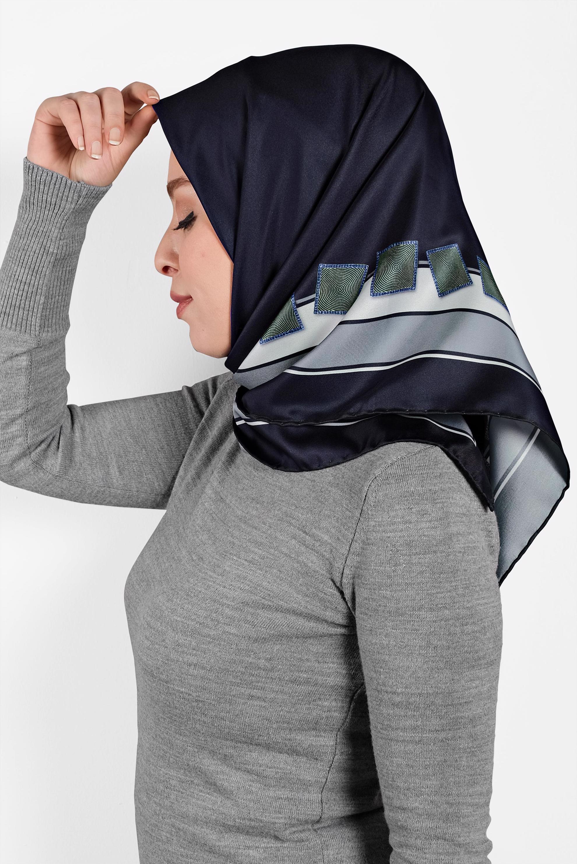 Tesettür giyim LACİVERT ALVİNA DİJİTAL EŞARP 8004 