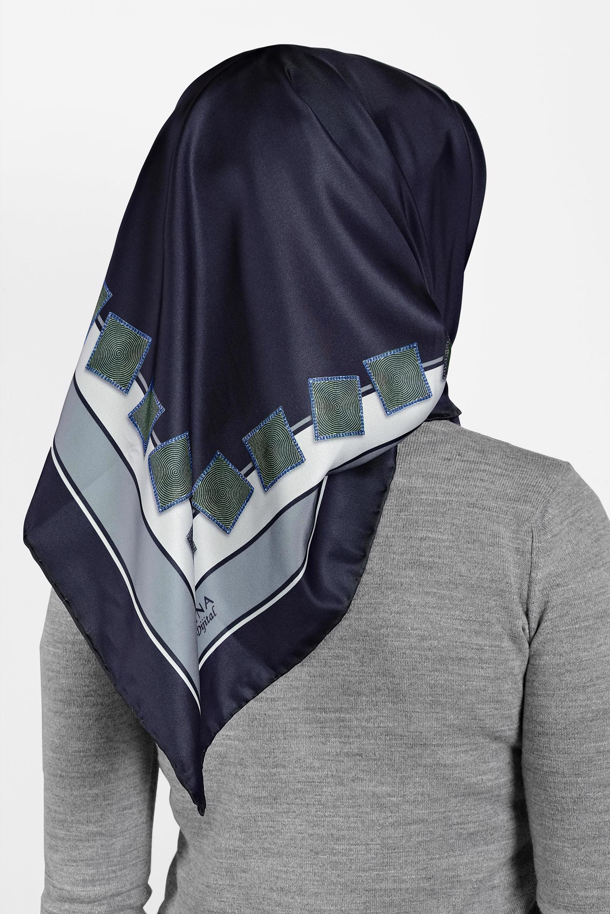 Tesettür giyim LACİVERT ALVİNA DİJİTAL EŞARP 8004 