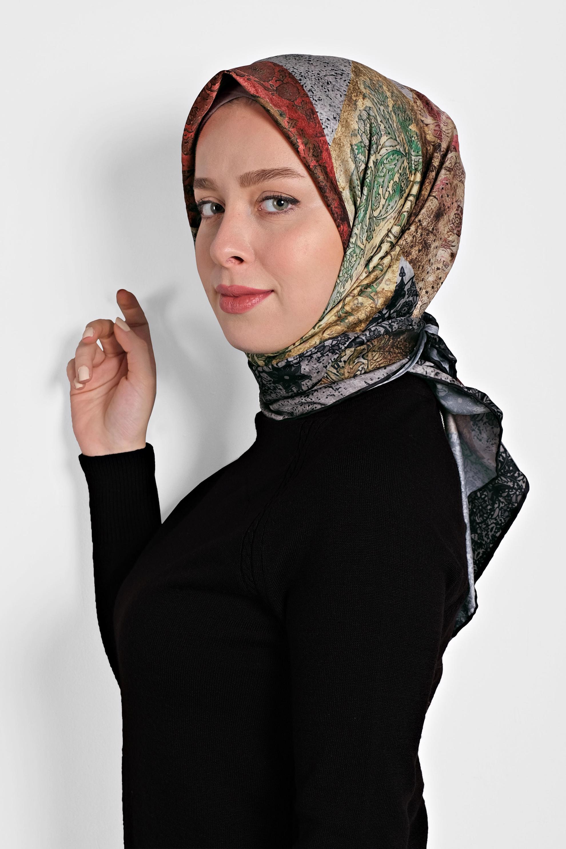 Tesettür giyim SİYAH ALVİNA DİJİTAL EŞARP 8005 