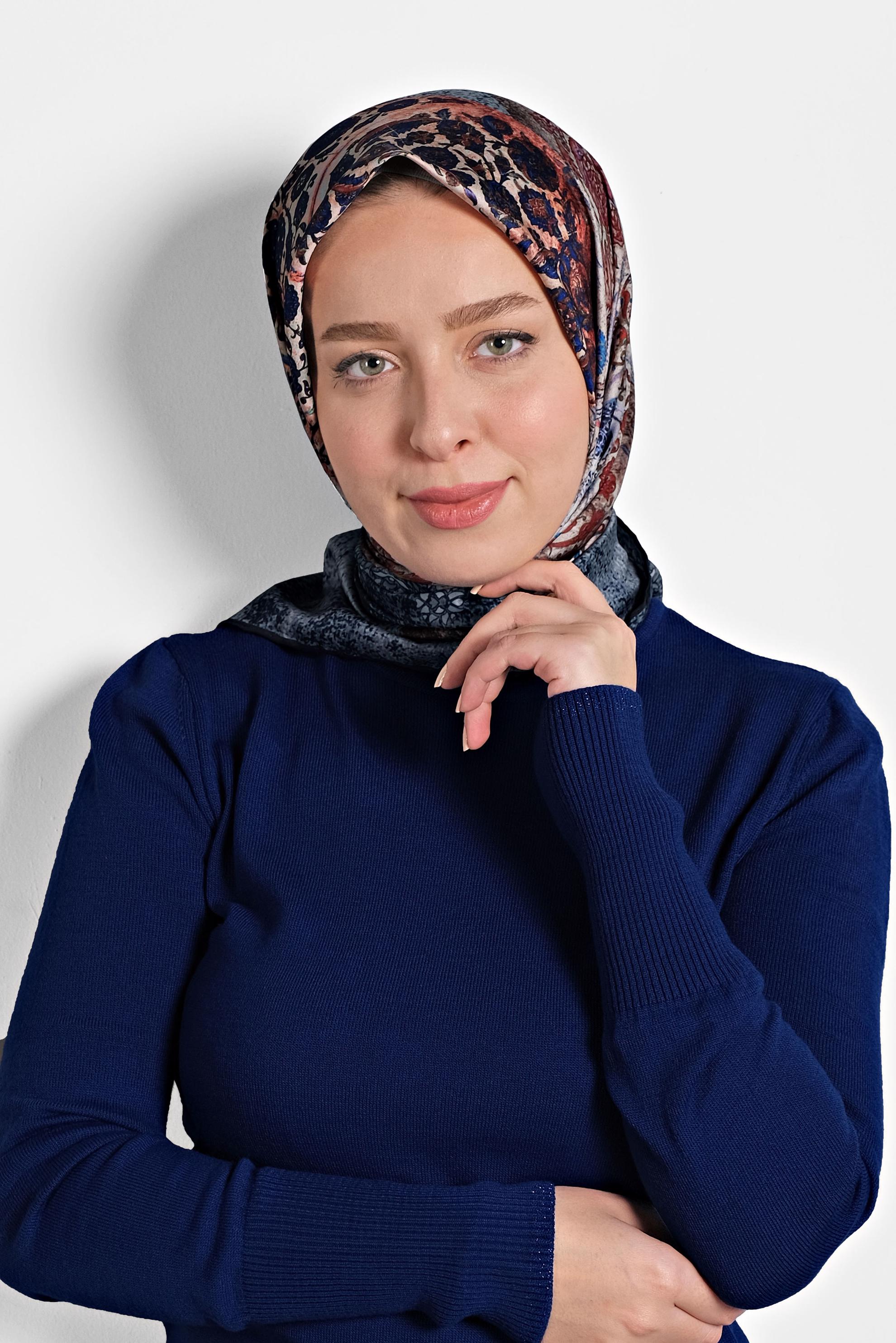 Tesettür giyim LACİVERT ALVİNA DİJİTAL EŞARP 8005 