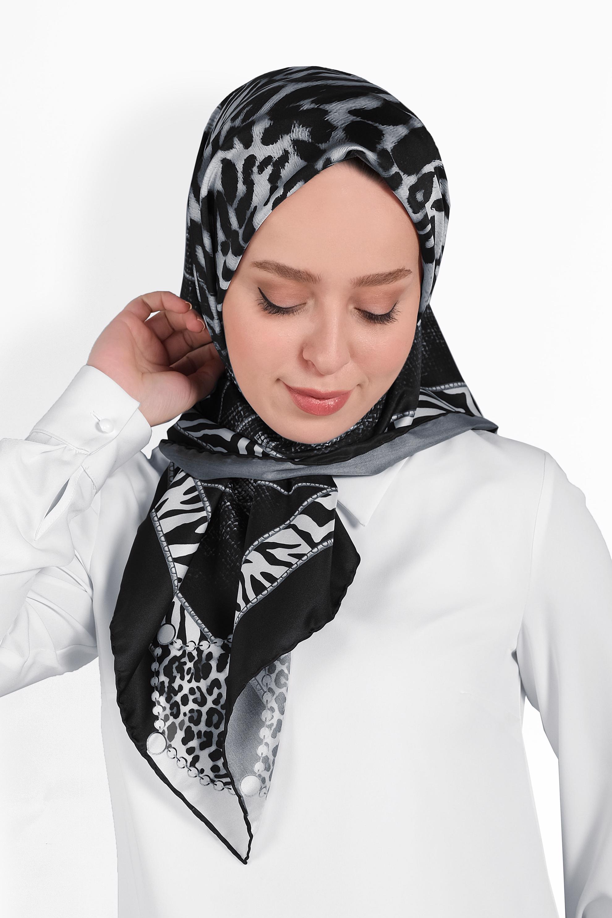 Tesettür giyim SİYAH ALVİNA DİJİTAL EŞARP 8006 