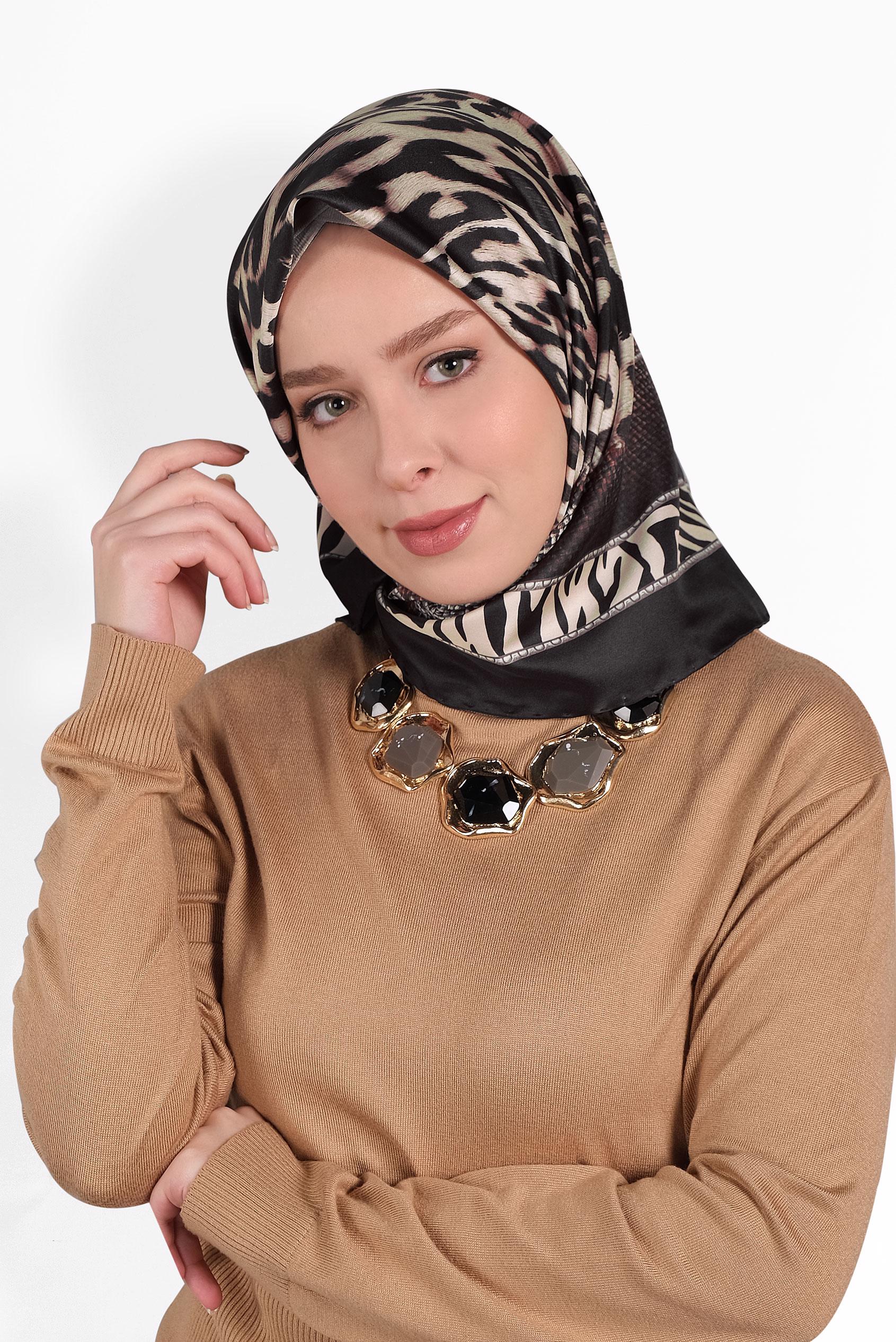 Tesettür giyim SİYAH ALVİNA DİJİTAL EŞARP 8006 