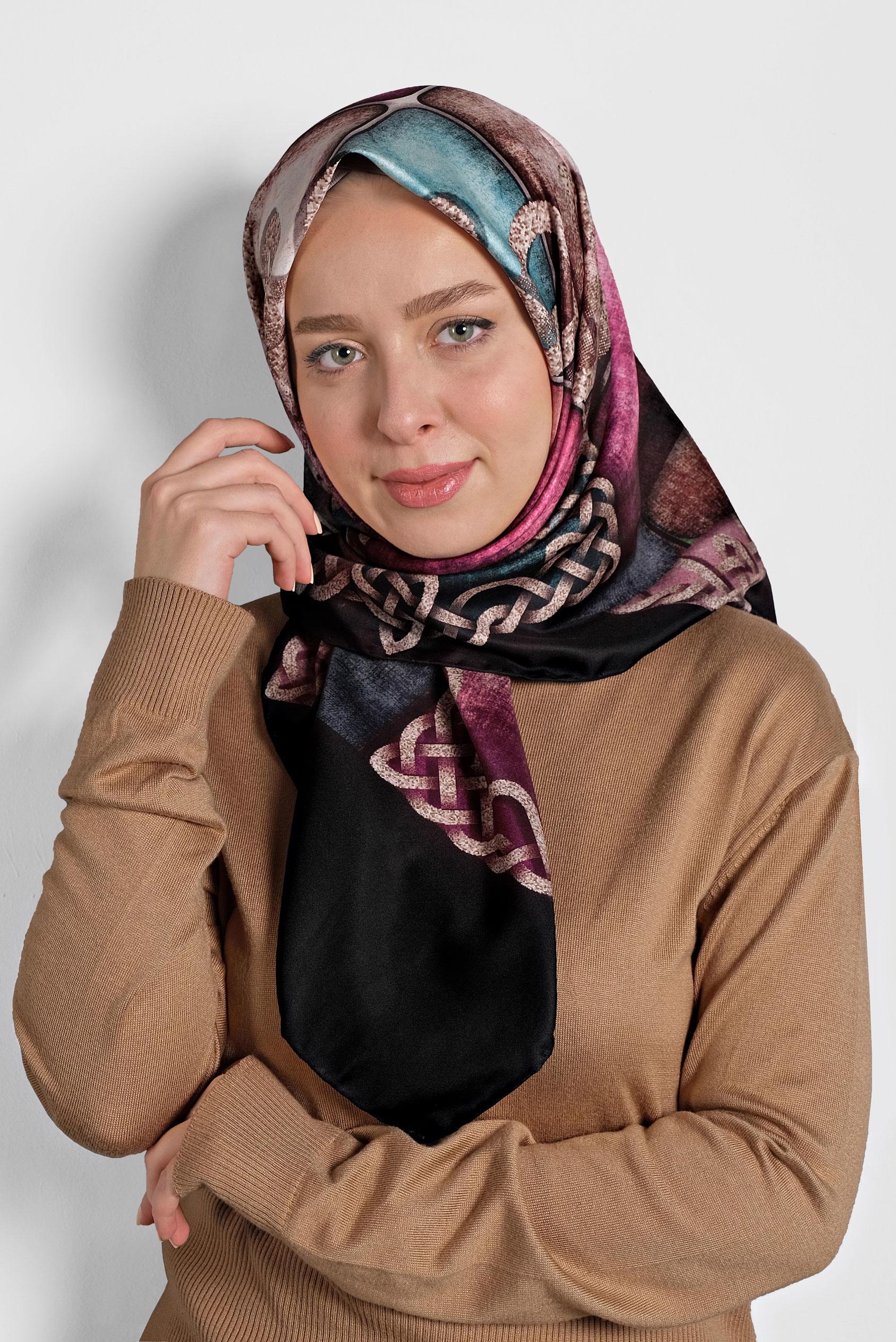 Tesettür giyim SİYAH ALVİNA DİJİTAL EŞARP 8007 