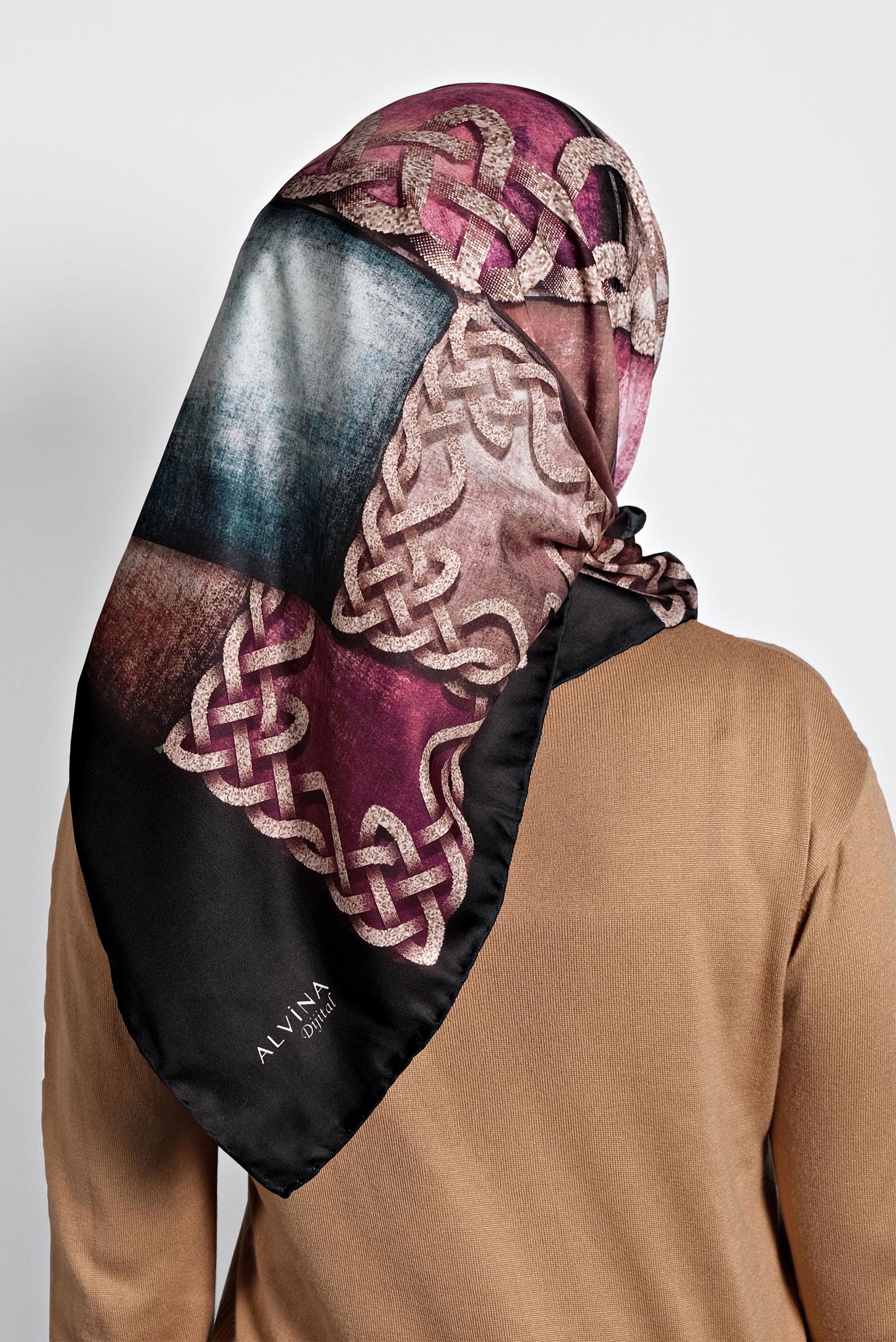 Tesettür giyim SİYAH ALVİNA DİJİTAL EŞARP 8007 