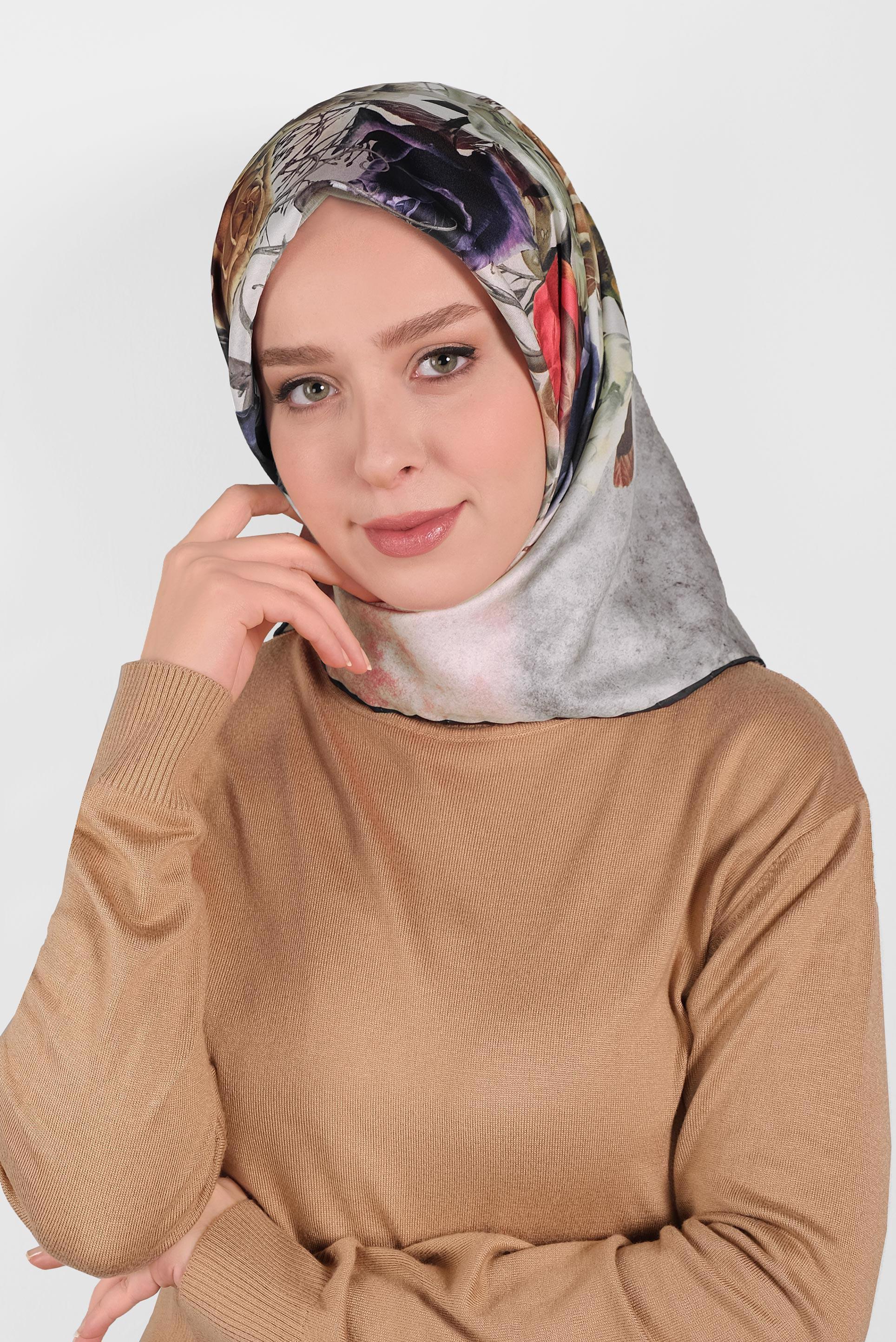 Tesettür giyim BORDO ALVİNA DİJİTAL EŞARP 8008 