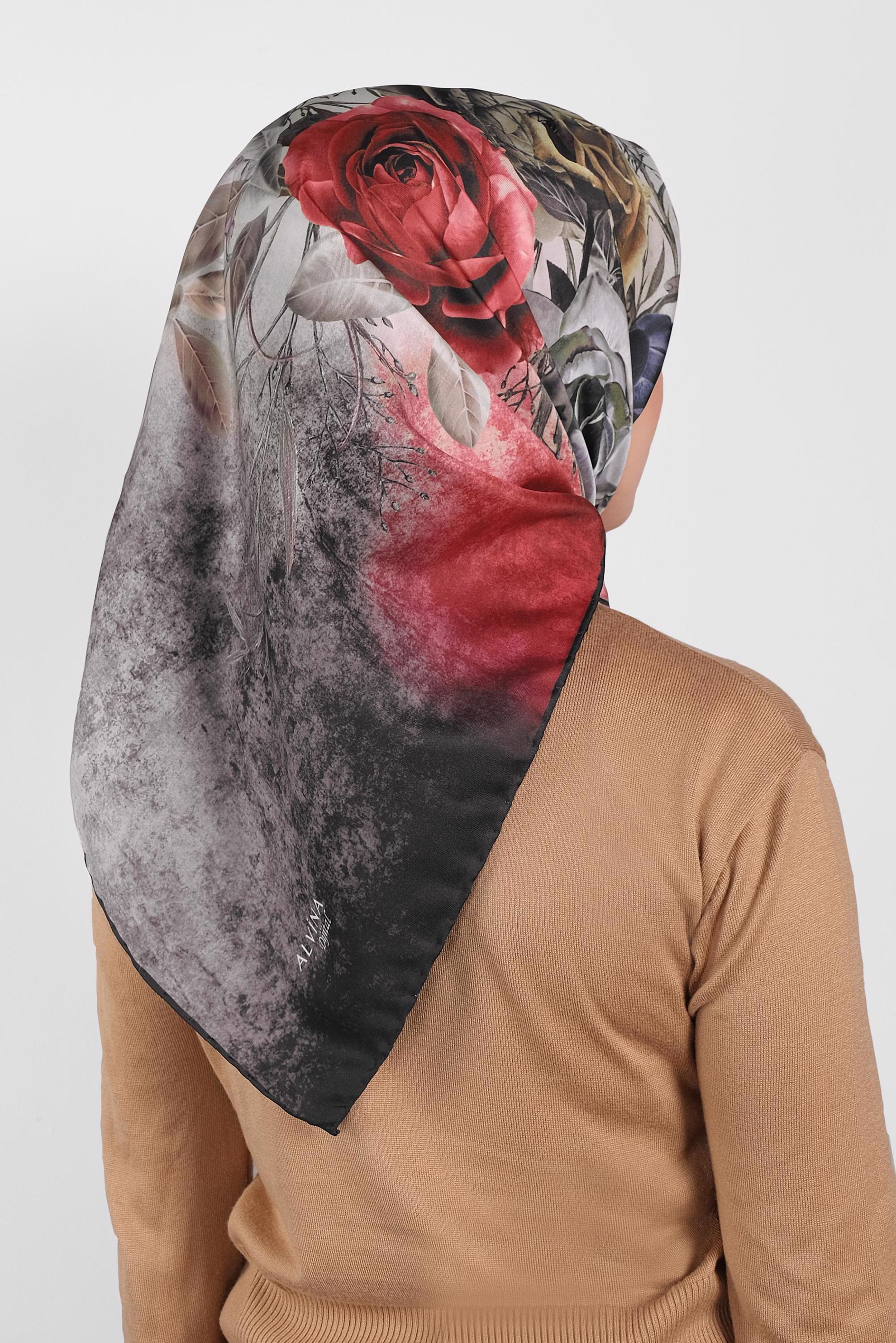 Tesettür giyim BORDO ALVİNA DİJİTAL EŞARP 8008 