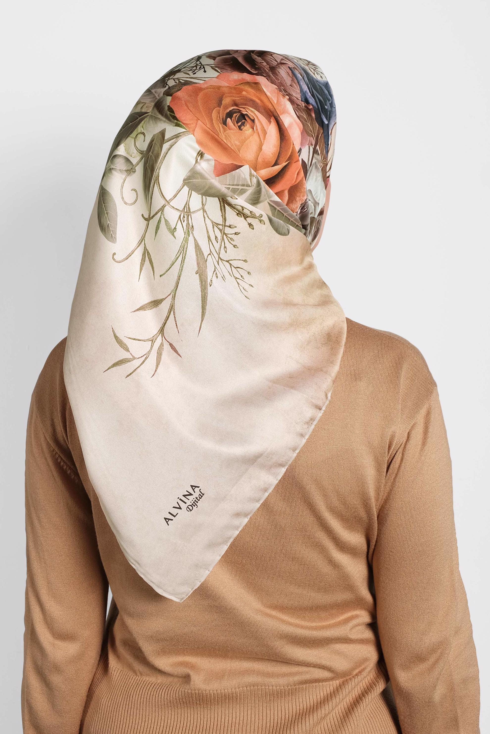 Tesettür giyim YEŞİL ALVİNA DİJİTAL EŞARP 8008 