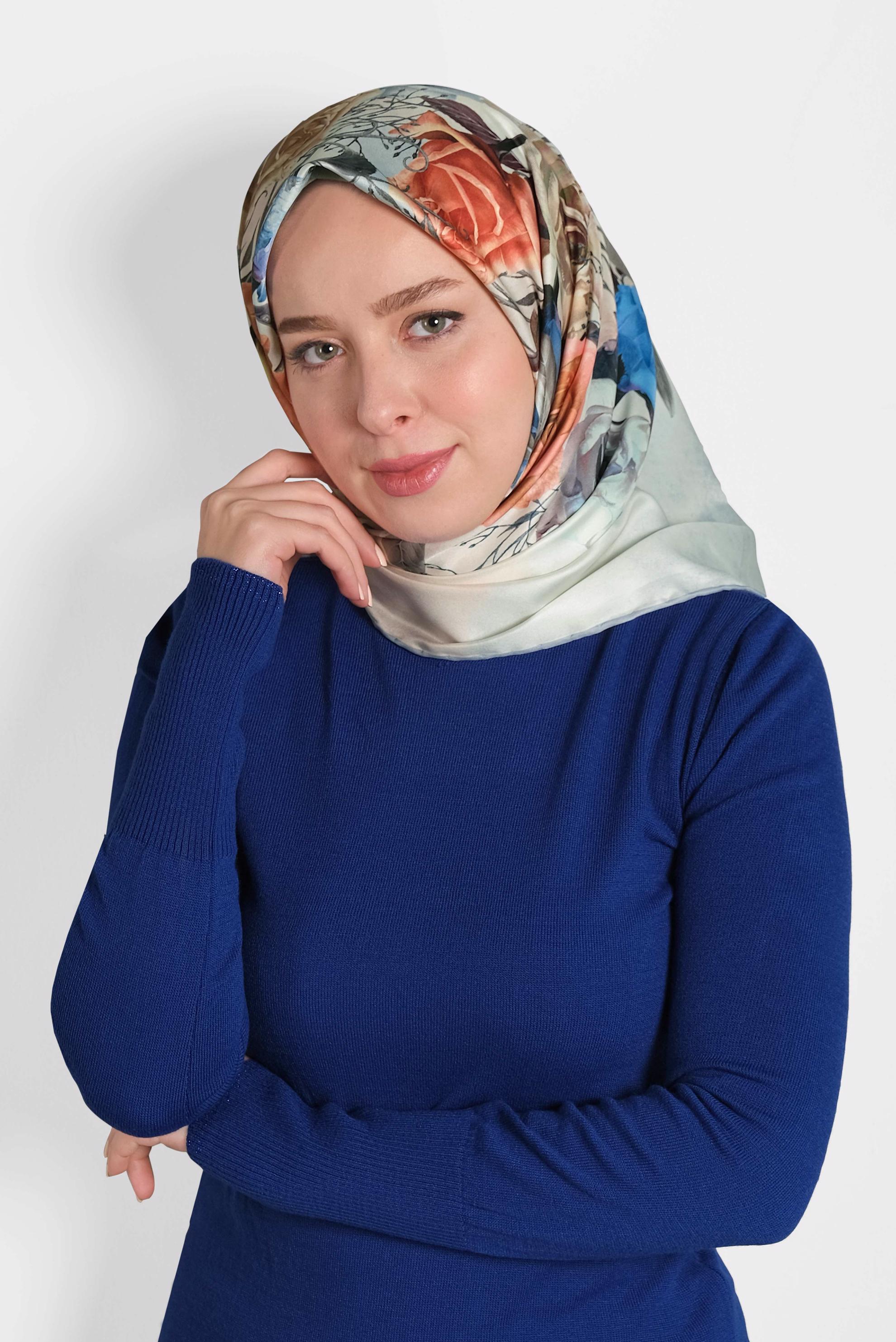 Tesettür giyim MAVİ ALVİNA DİJİTAL EŞARP 8008 