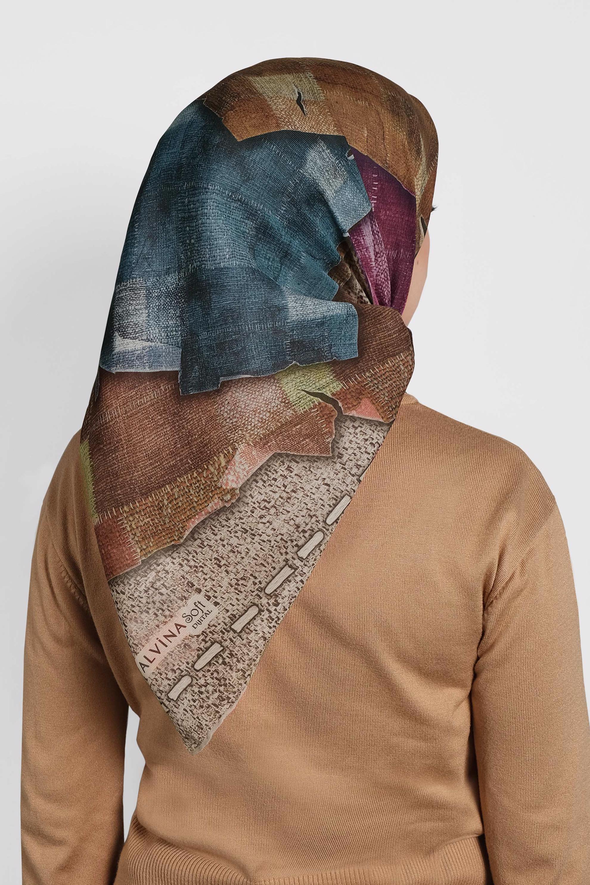 Tesettür giyim BEJ ALVİNA DİJİTAL EŞARP 8009 