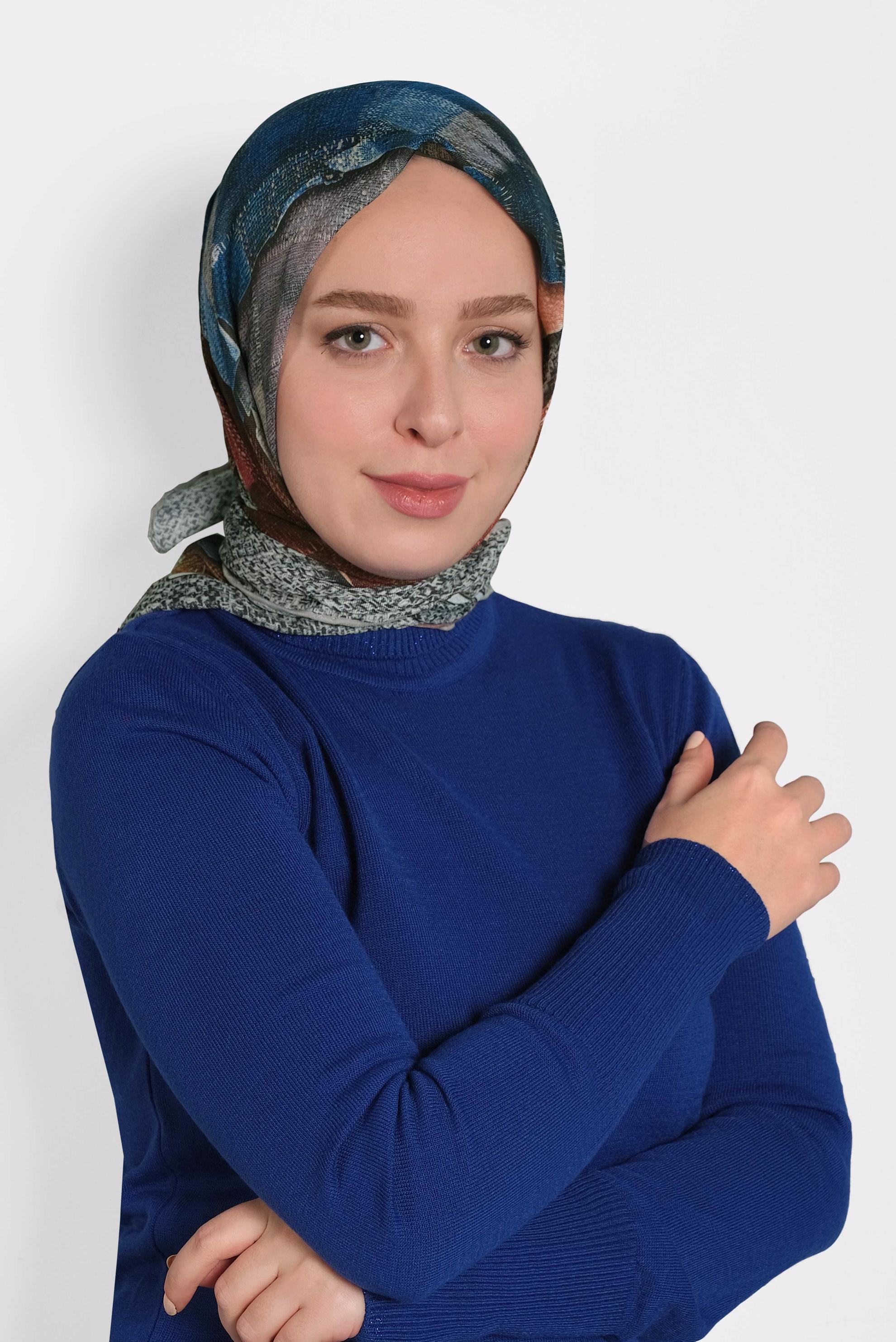 Tesettür giyim GRİ ALVİNA DİJİTAL EŞARP 8009 